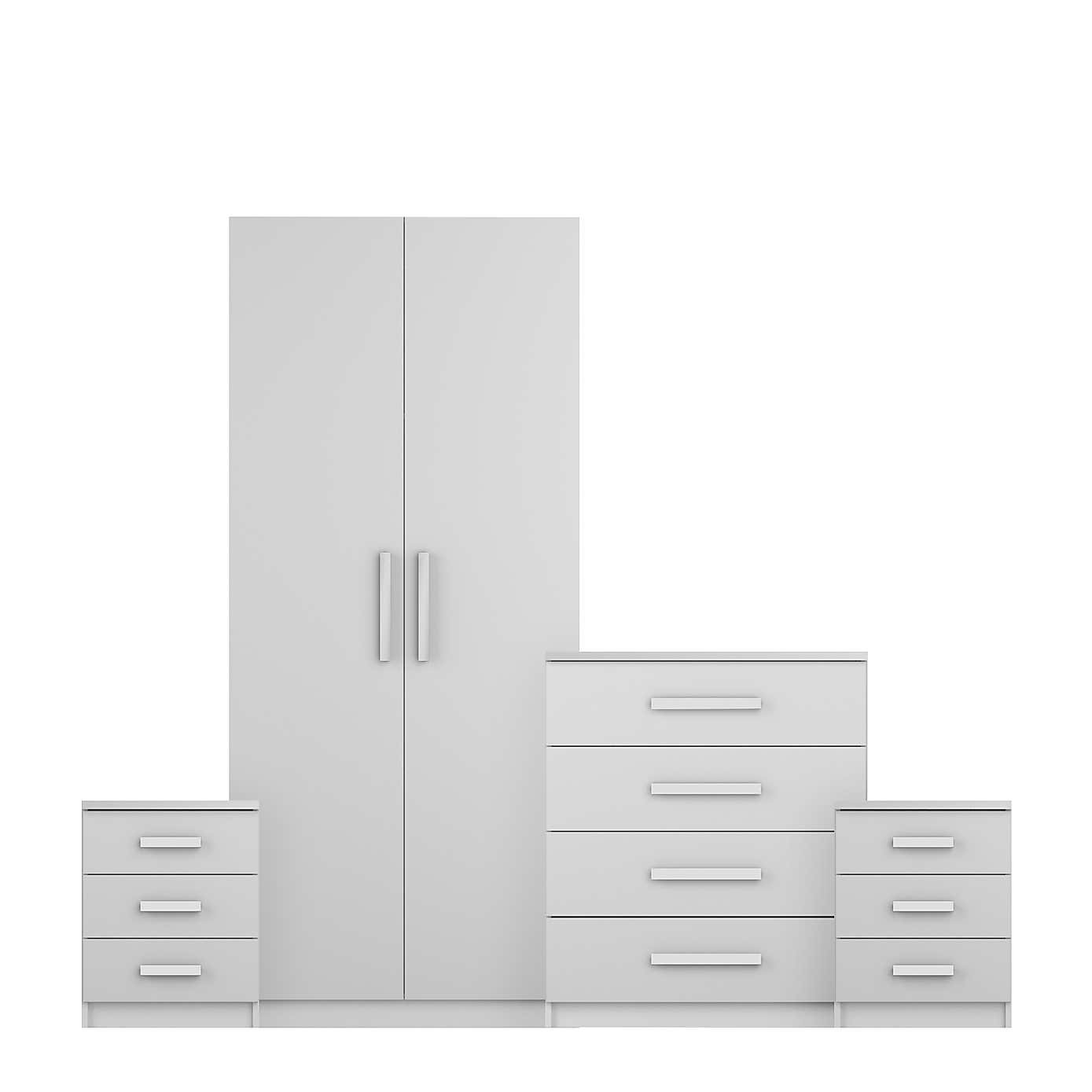 Sudbury 4 Piece Double Wardrobe Bedroom Furniture Set