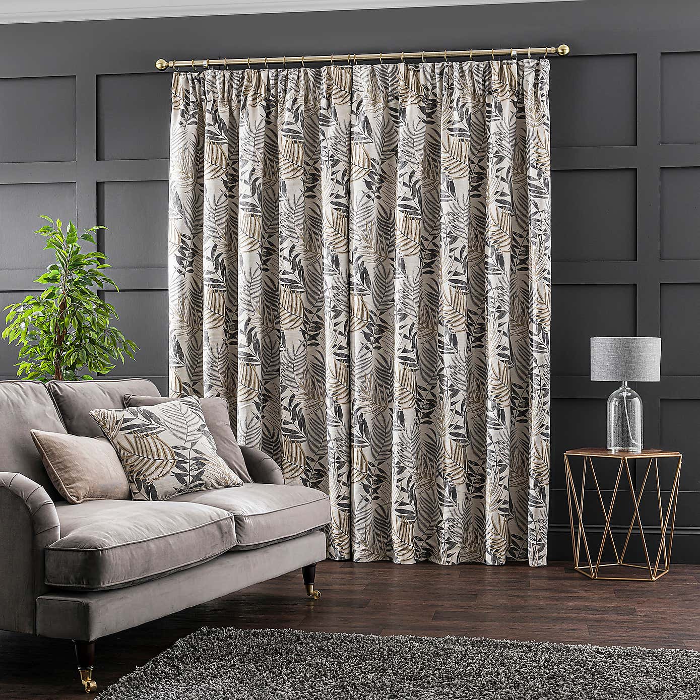 Leaf Jacquard Pencil Pleat Curtains