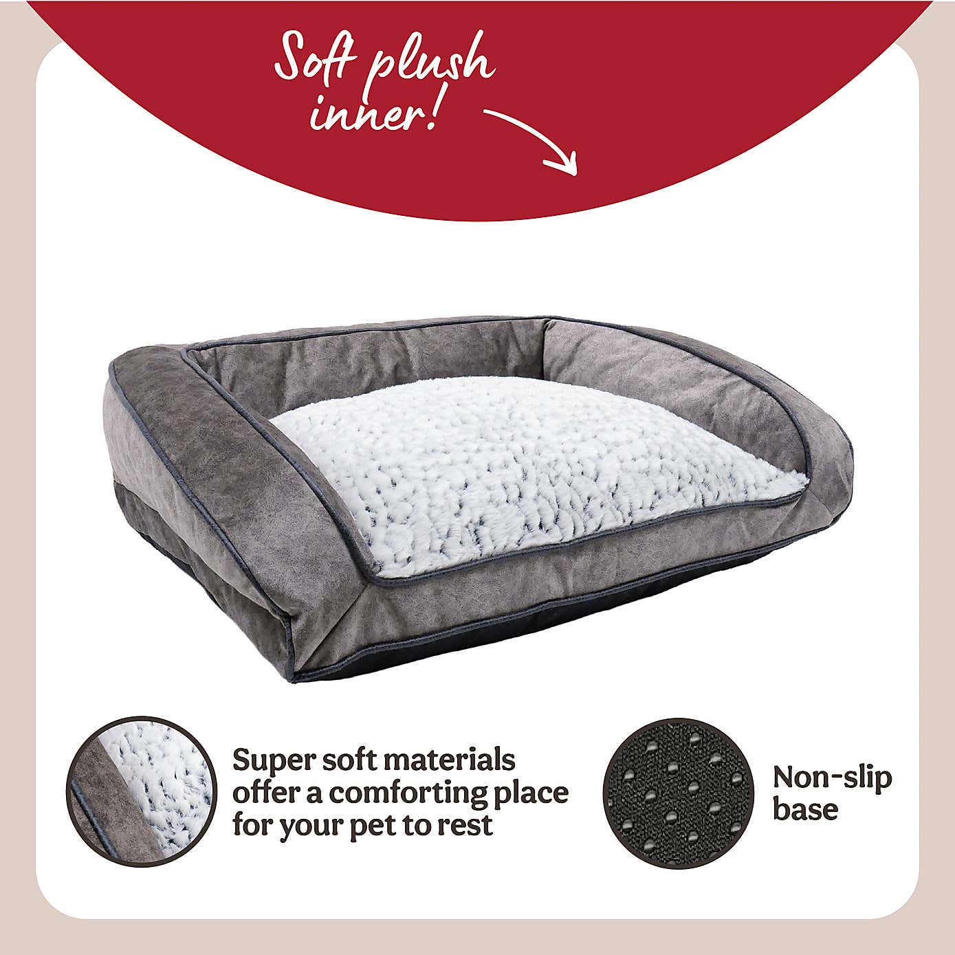 Rosewood Fleece Plush Pet Sofa