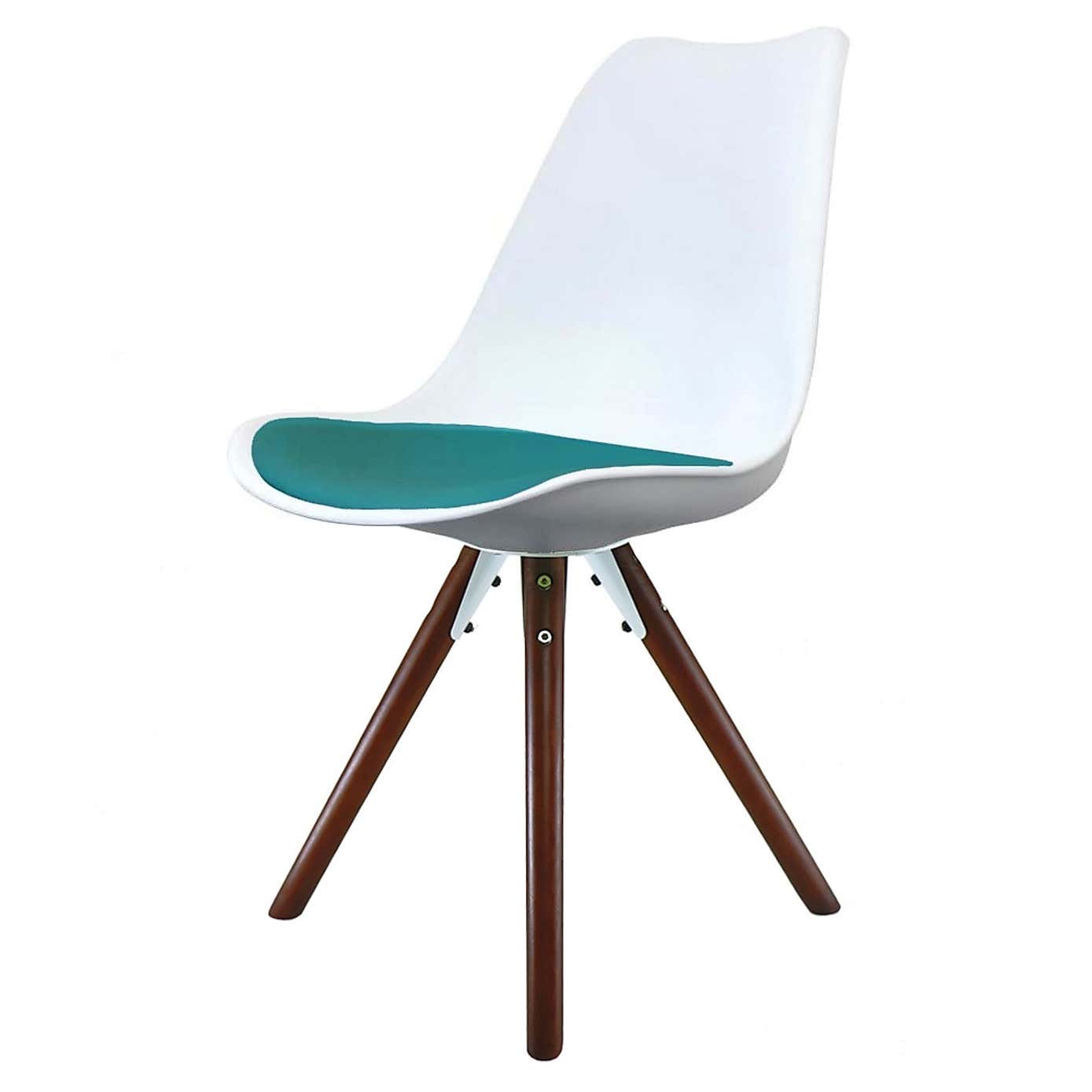 Fusion Living Soho White Plastic Dining Chair with Pyramid Legs