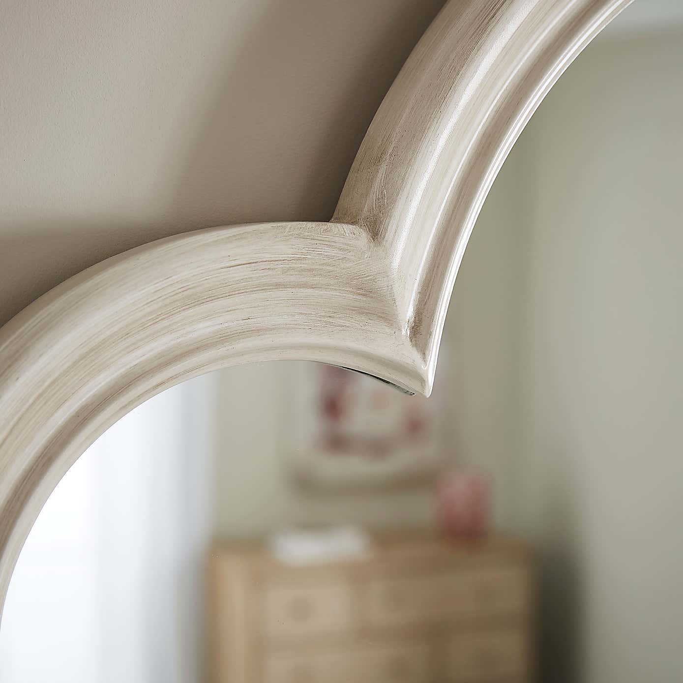 Sandstone Washed Curved Overmantel Wall Mirror
