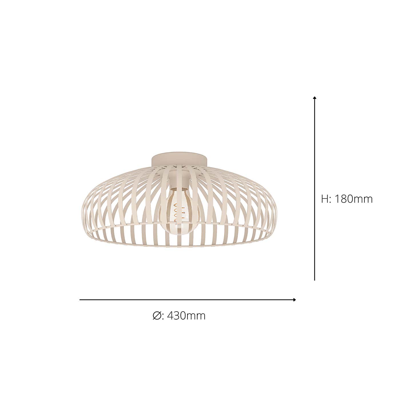 EGLO Mogano Scandi Caged Semi Flush Ceiling Light