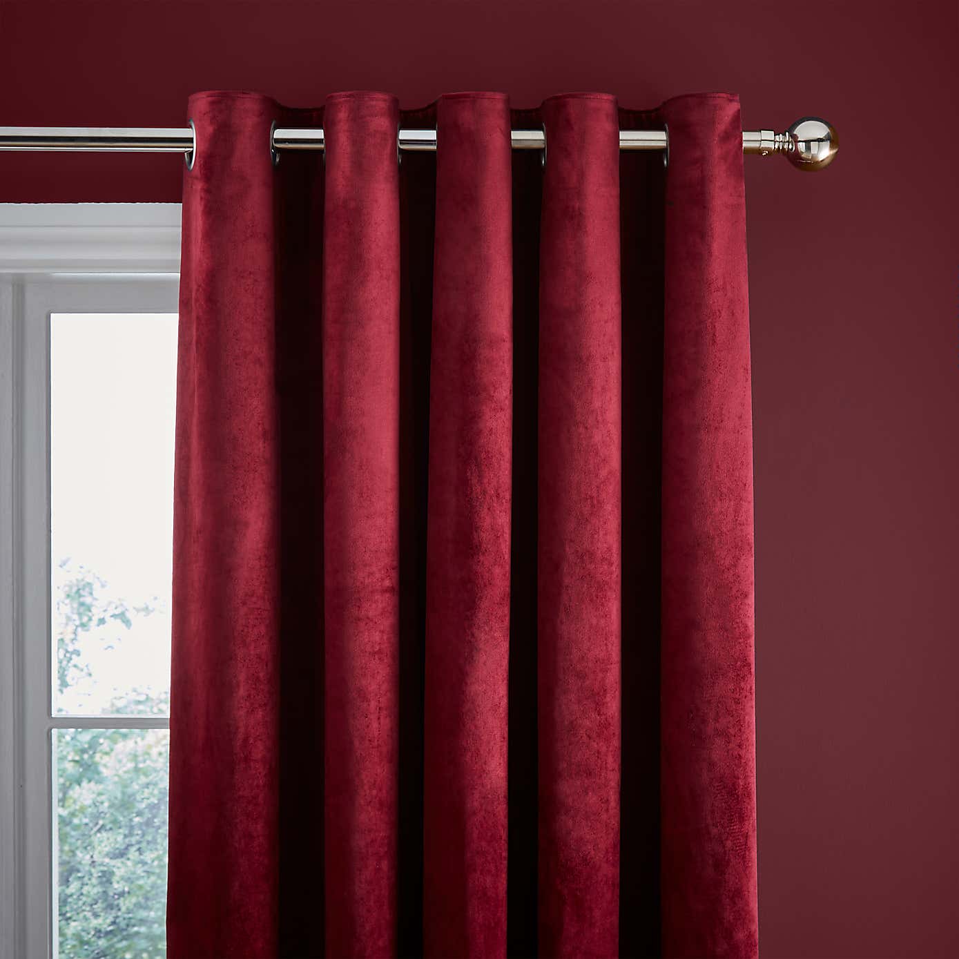 Catherine Lansfield Kingsley Matt Velvet Eyelet Curtains