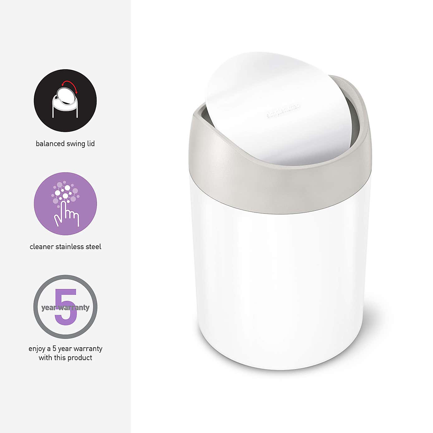 simplehuman 1.5 Litre Mini Can Swing Bin