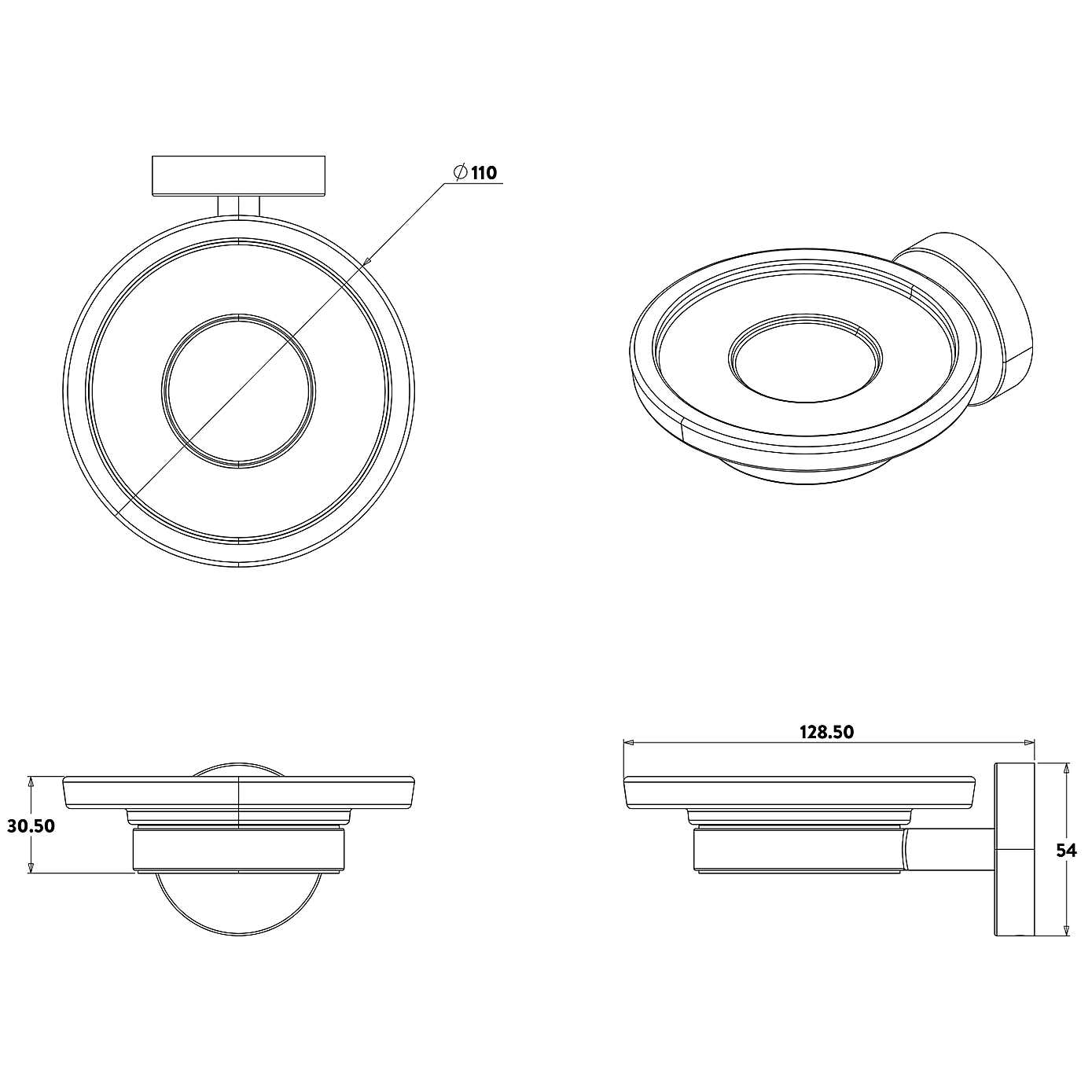 Epsom Flexi-FixTM Matt Black Soap Dish & Holder