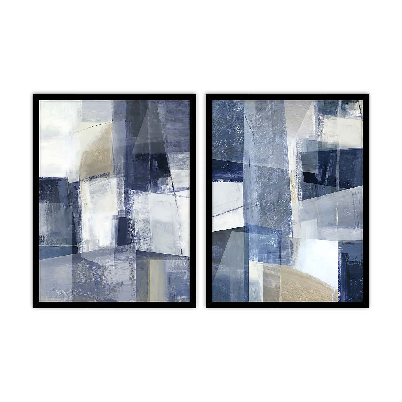 Set of 2 Blue Gaze Abstract Framed Prints