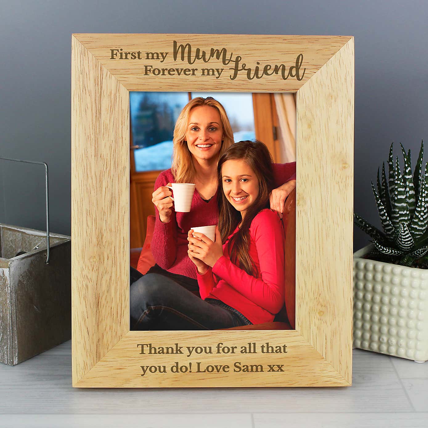 Personalised First My Mum Forever My Friend Light Wood Portrait Photo Frame