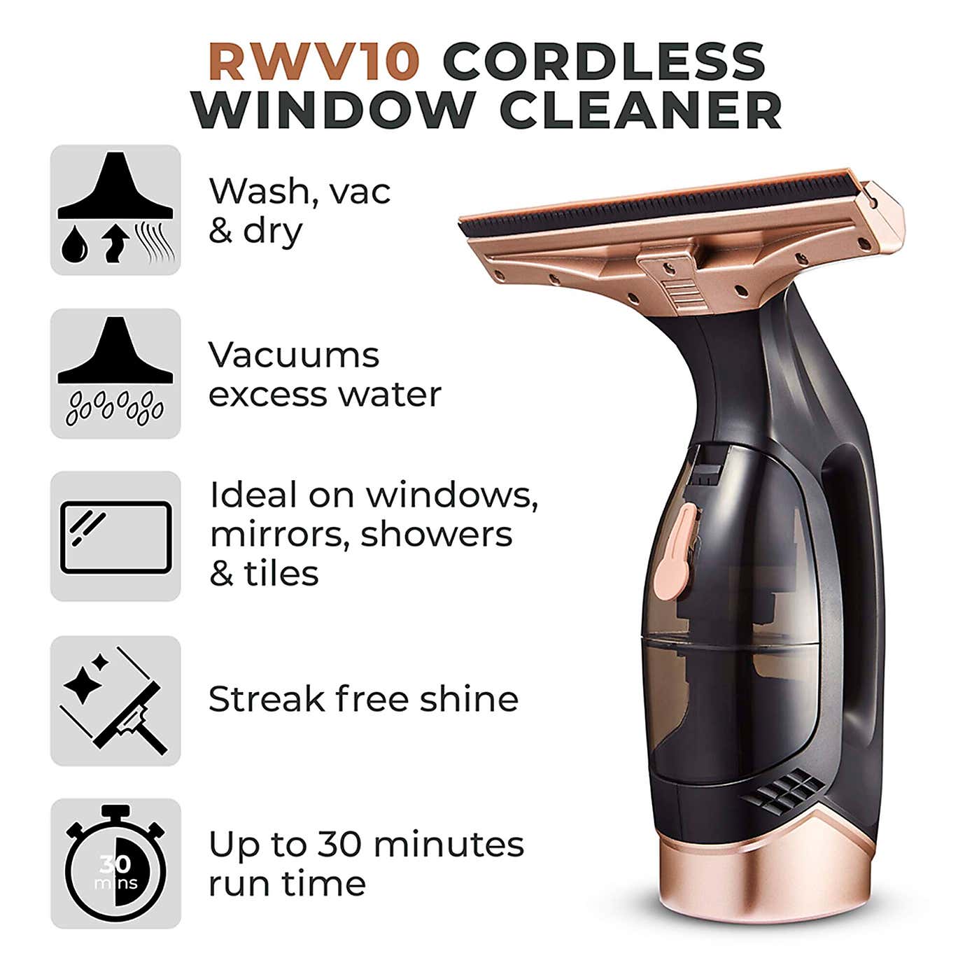 TOWER Cordless Window Vacuum