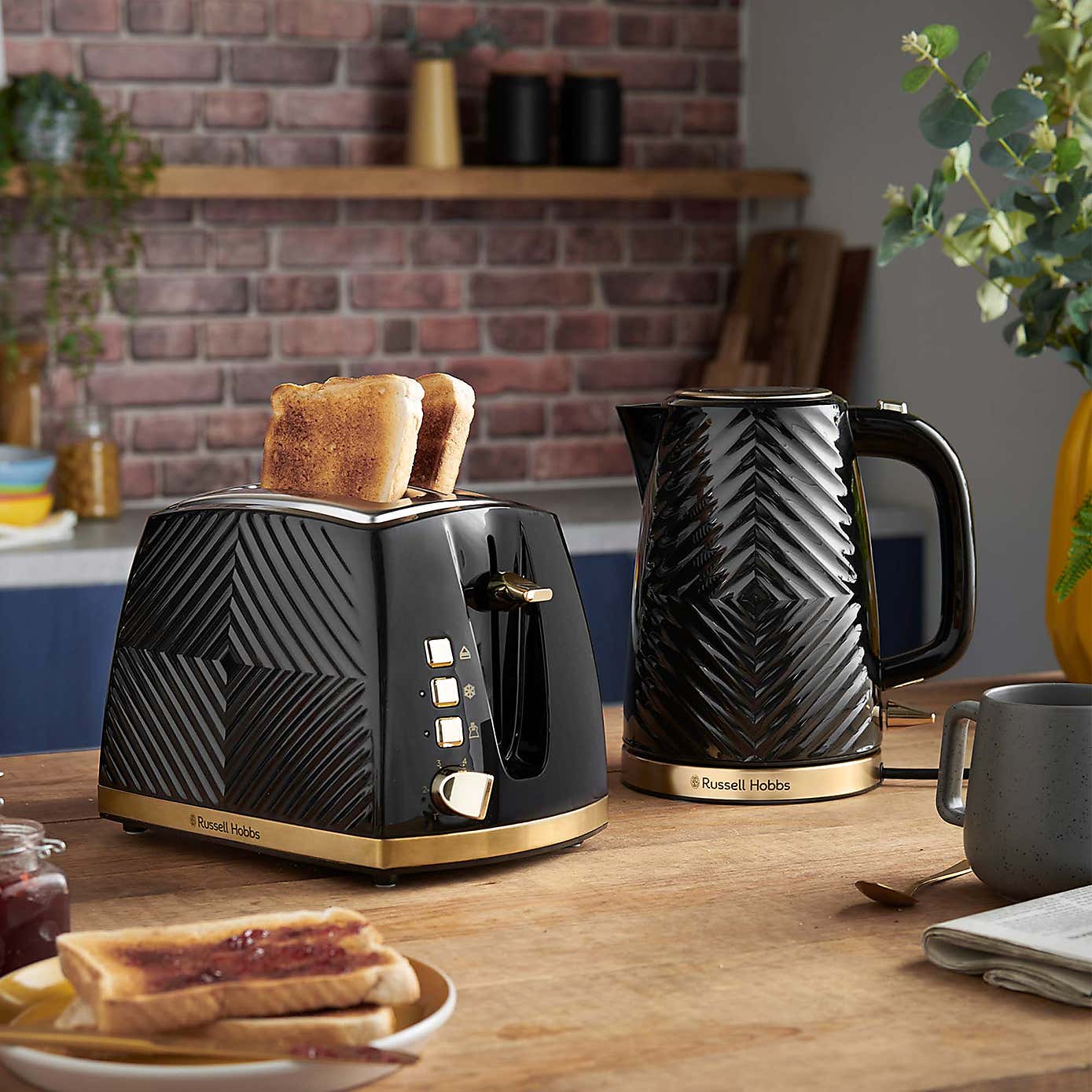 Russell Hobbs Groove 2 Slice Black Toaster