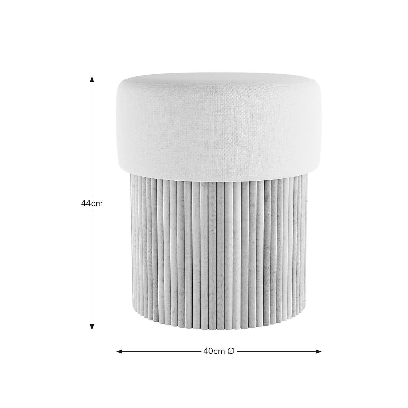 Fluted Wooden Storage Footstool