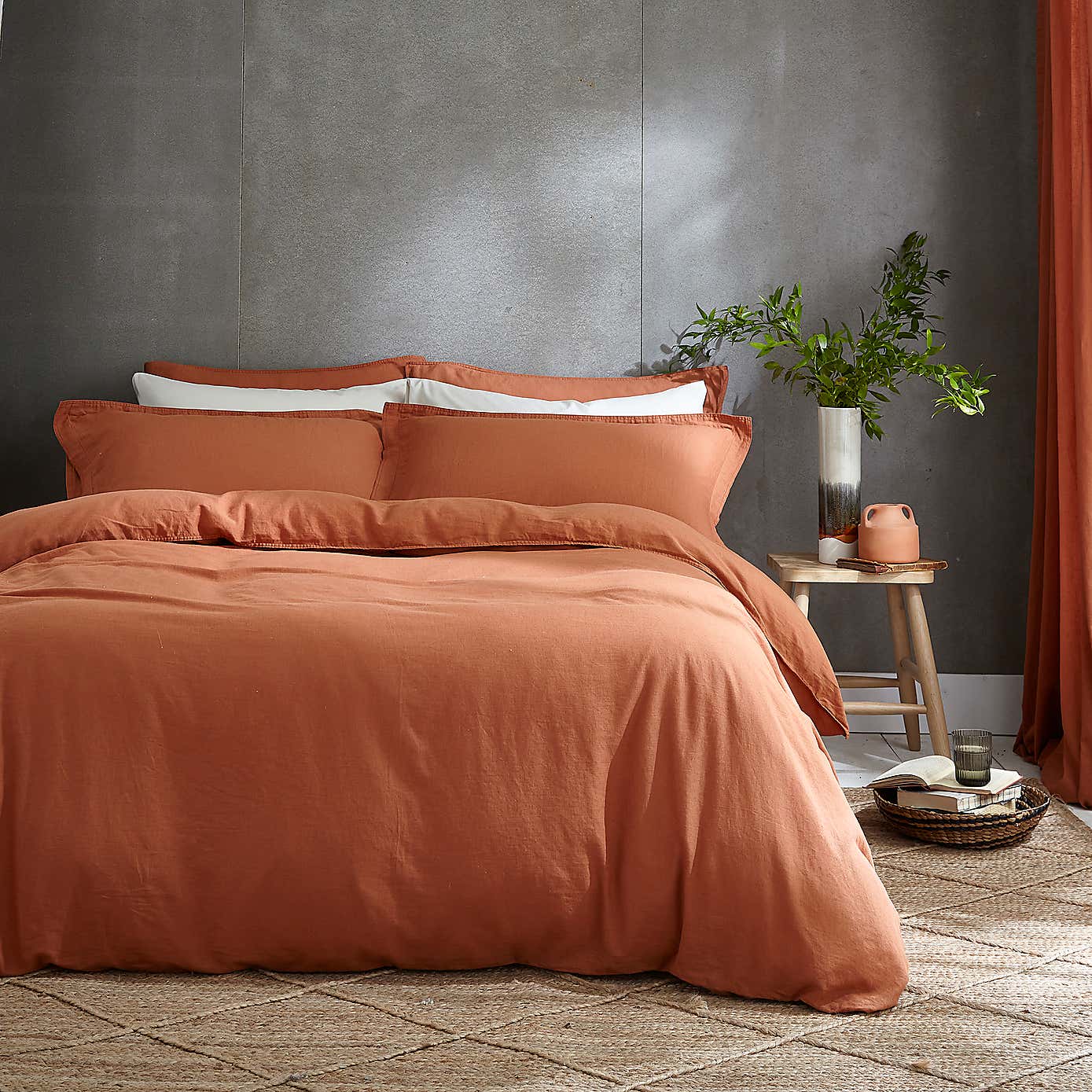 Cotton Linen White Duvet Cover & Pillowcase Set