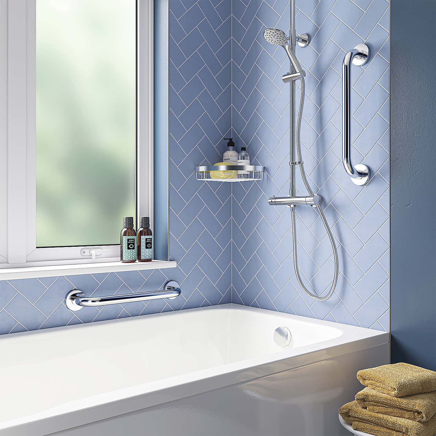 Silver Stainless Steel Grab Bar