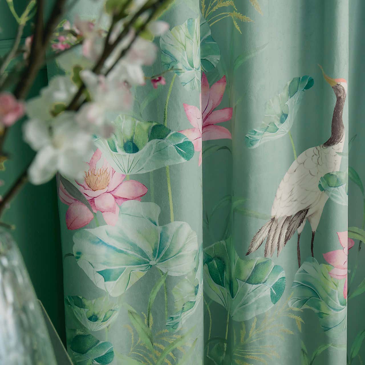 Holly Willoughby Lotus Garden Pencil Pleat Curtains