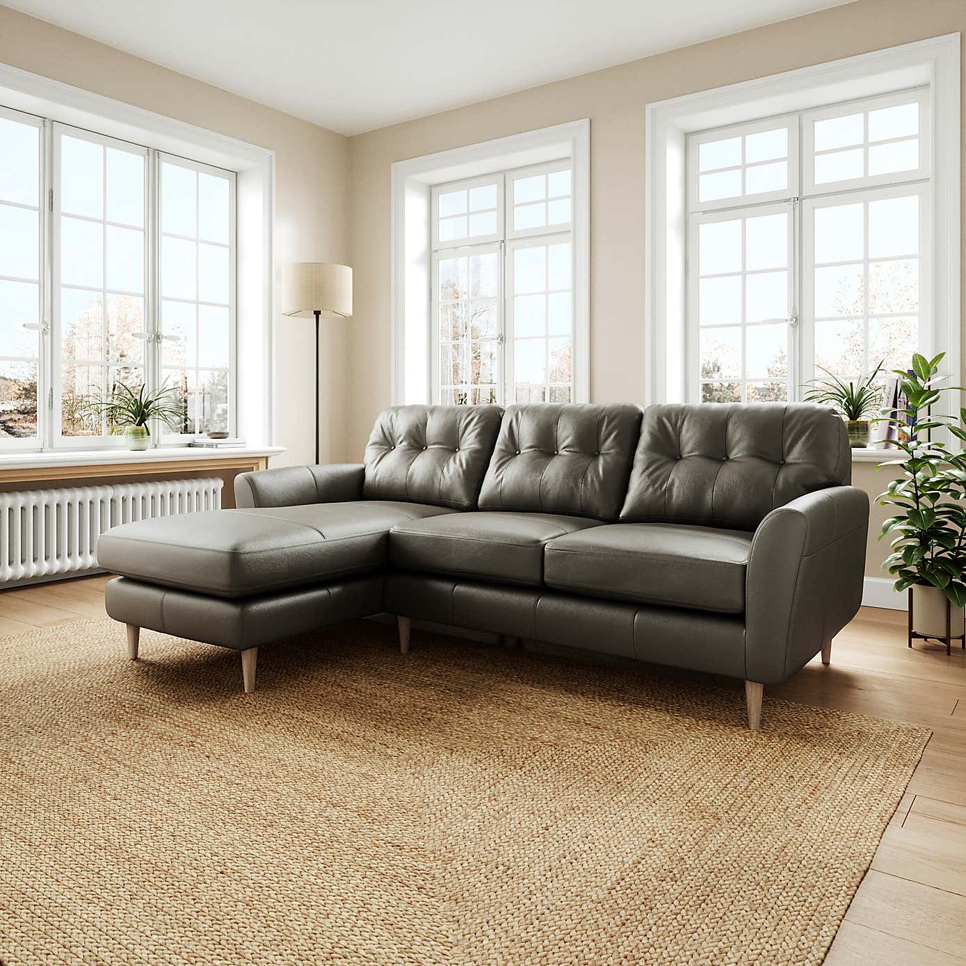 Sven Classic Leather Large Corner Chaise Sofa
