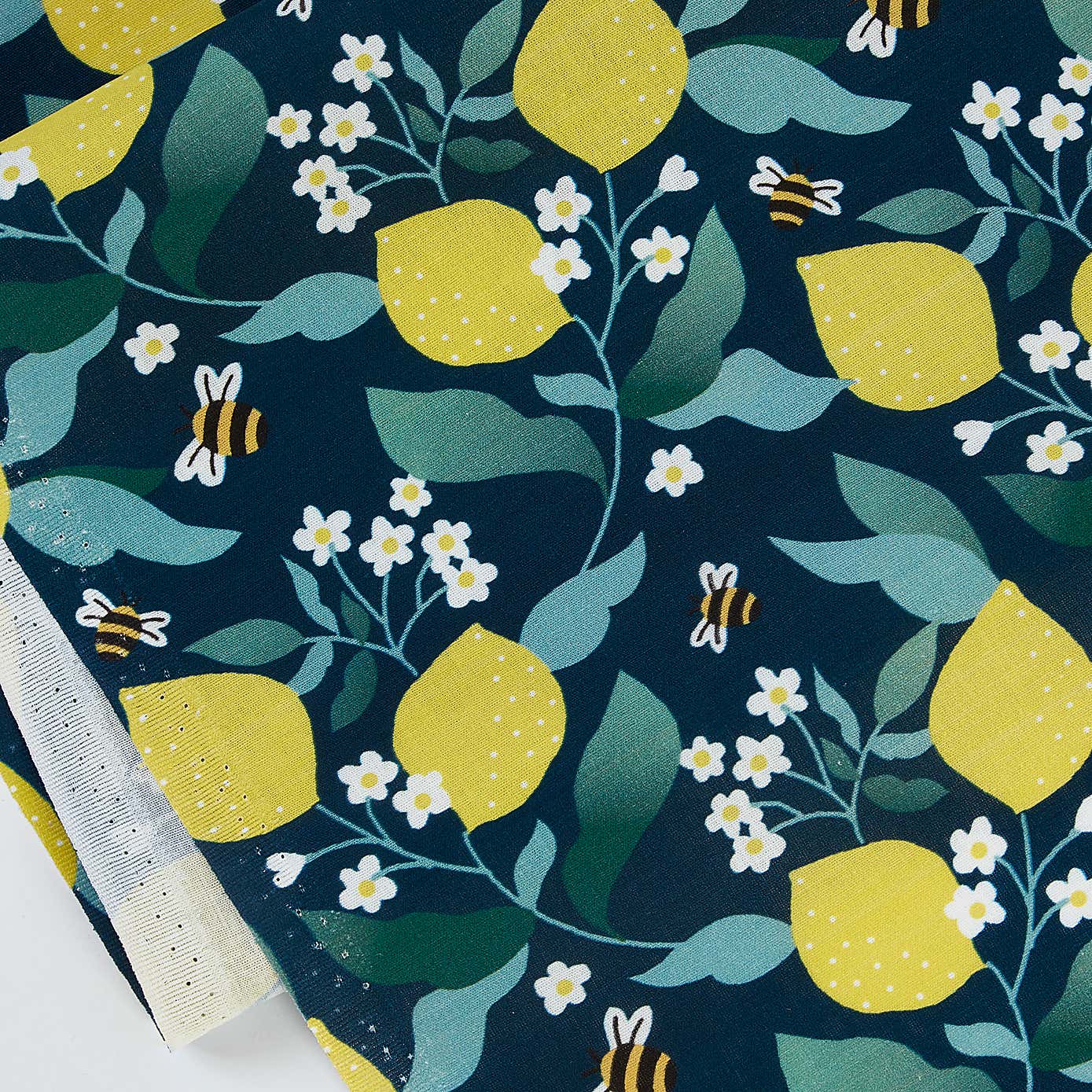 Lemon and Bees Cotton Poplin