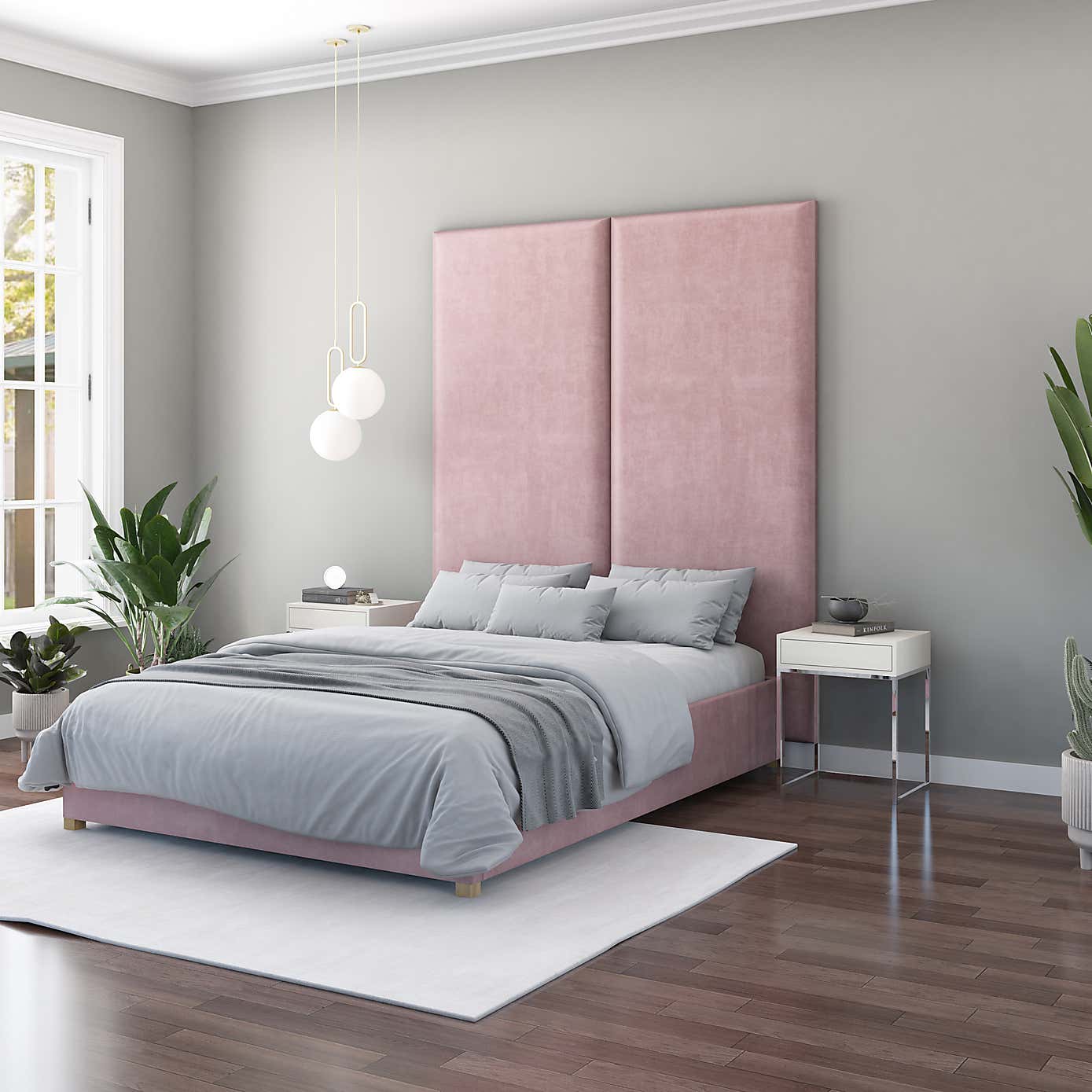 Hanging Wall Panel Dual Mount Plush Velvet Headboard