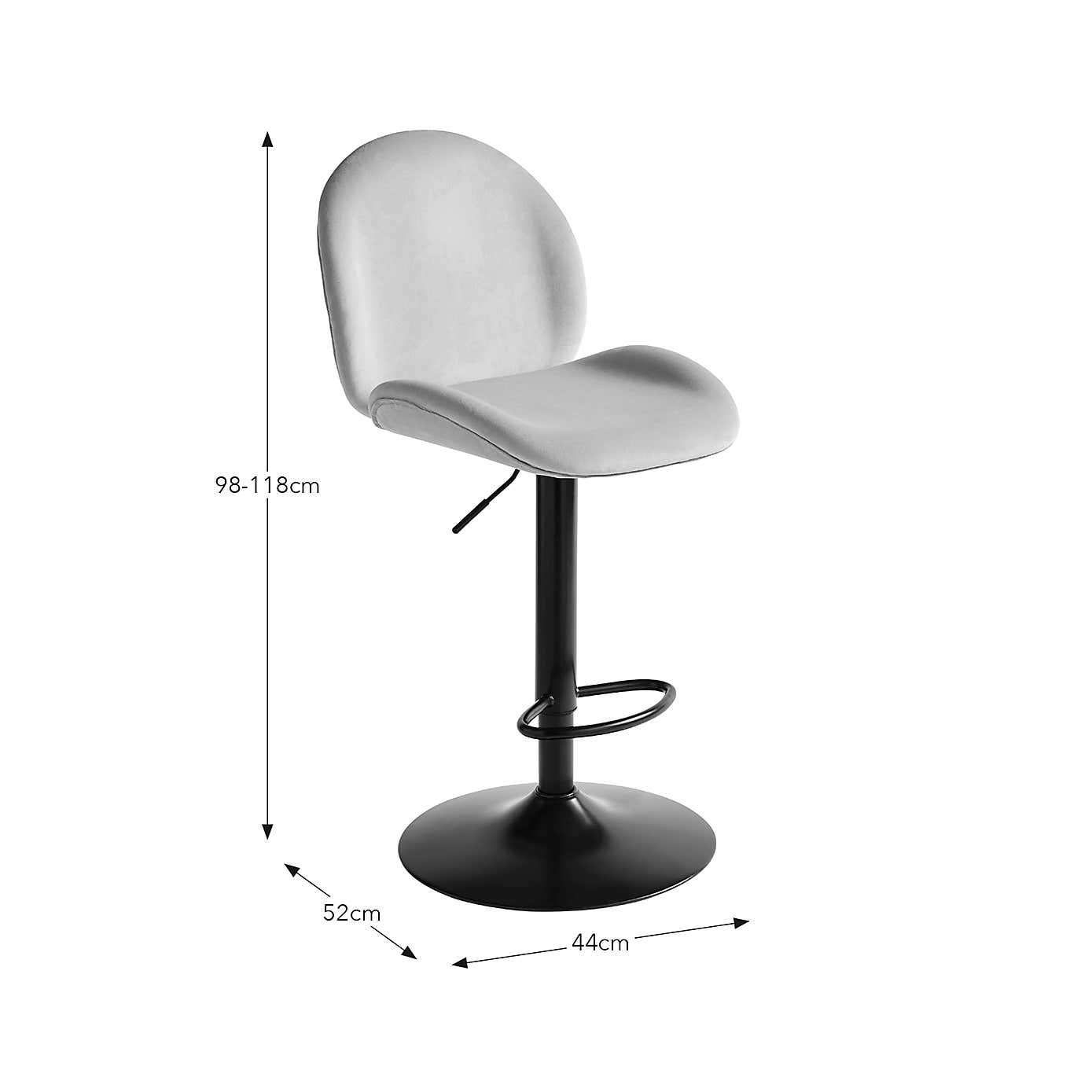 Jayde Adjustable Bar Stool, Velvet