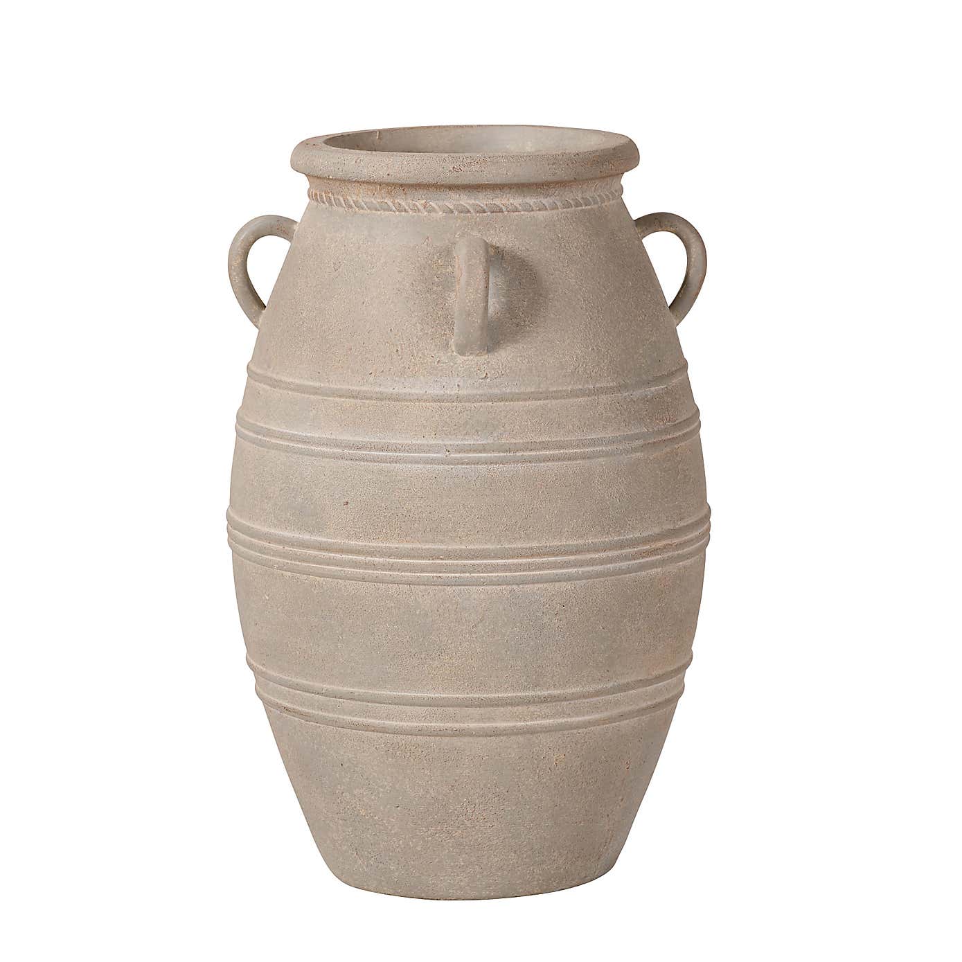 Grey Wash Fibrestone Decorative Vase with Handles