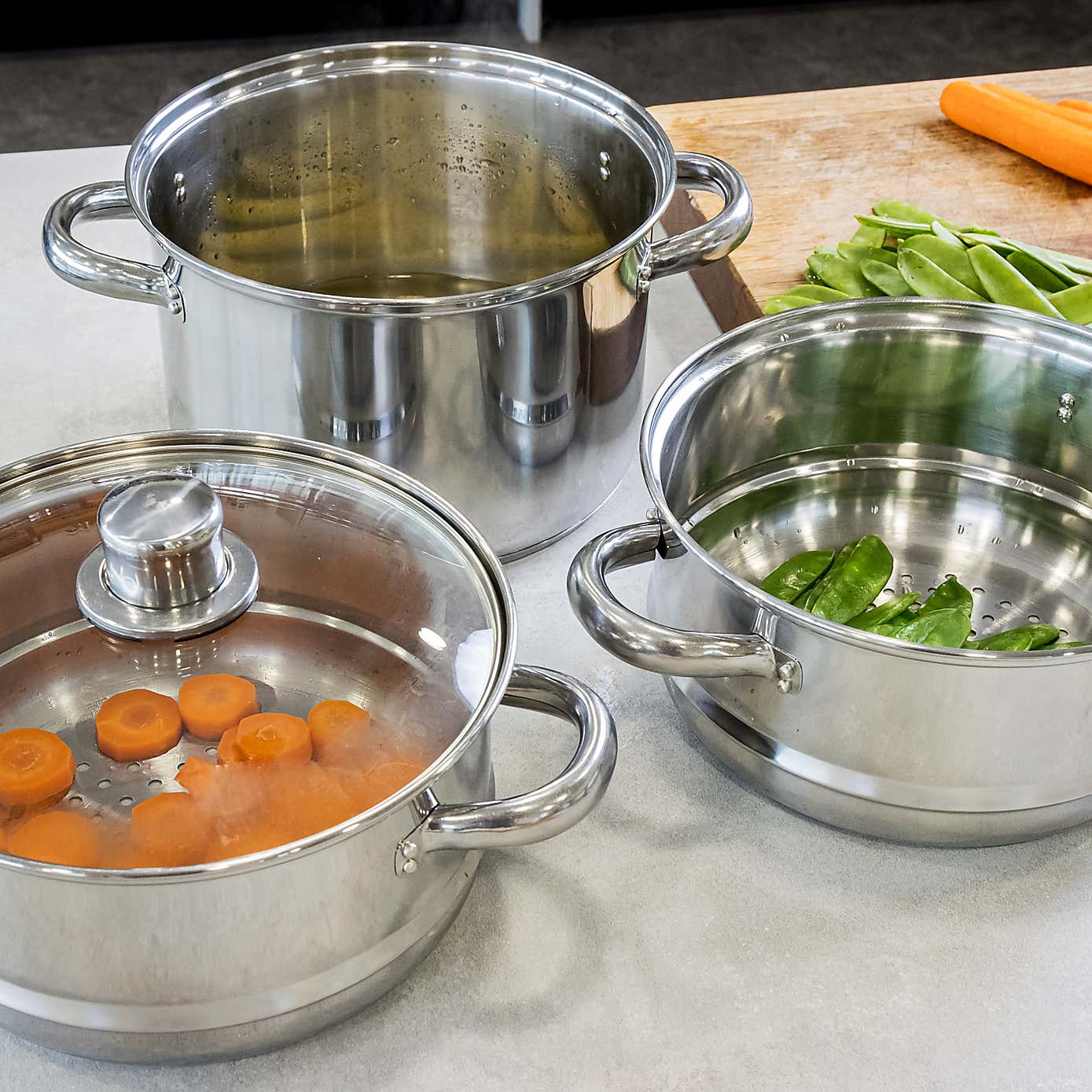 KitchenCraft 3-Tier Food Steamer with Glass Lid