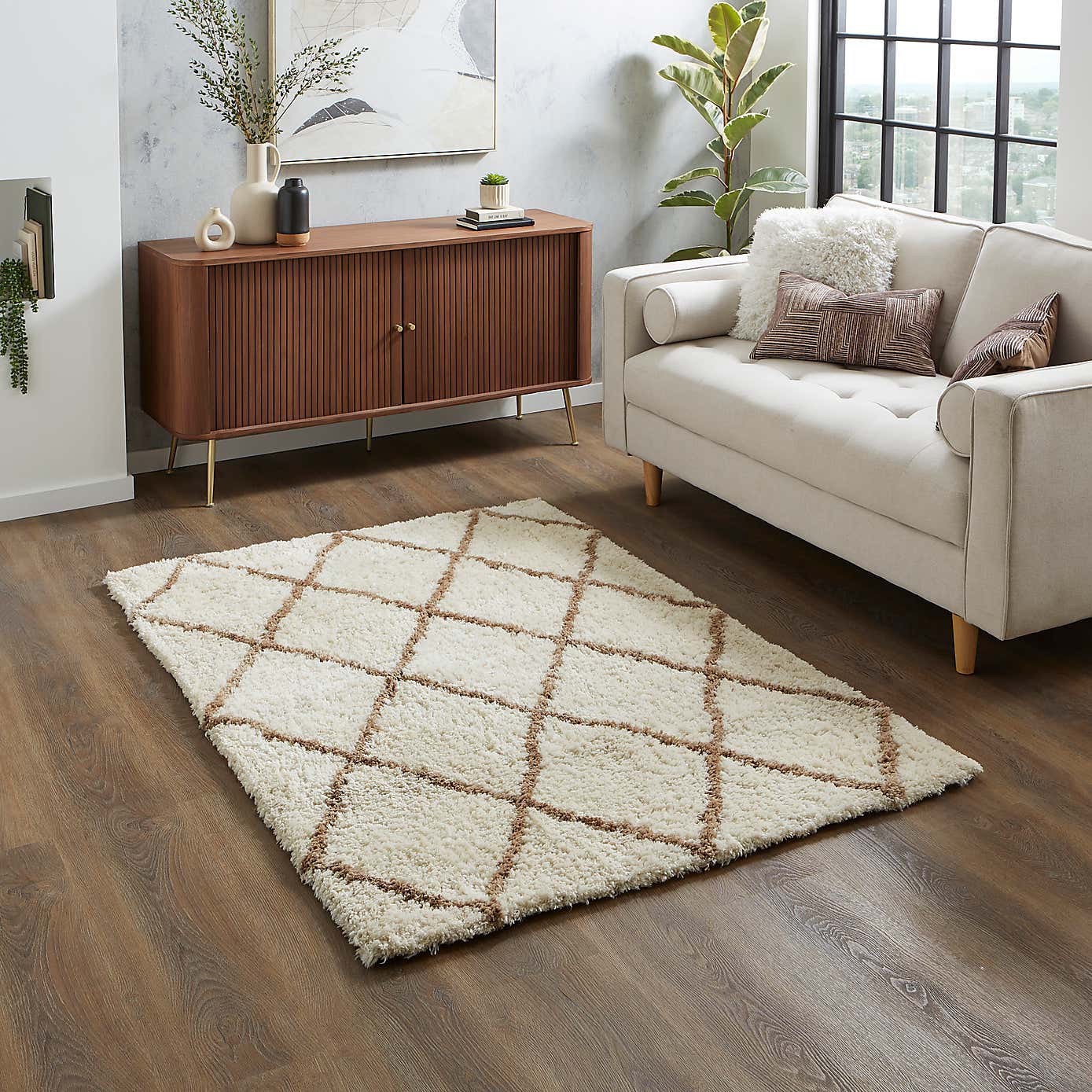 Diamond Berber Shaggy Rug