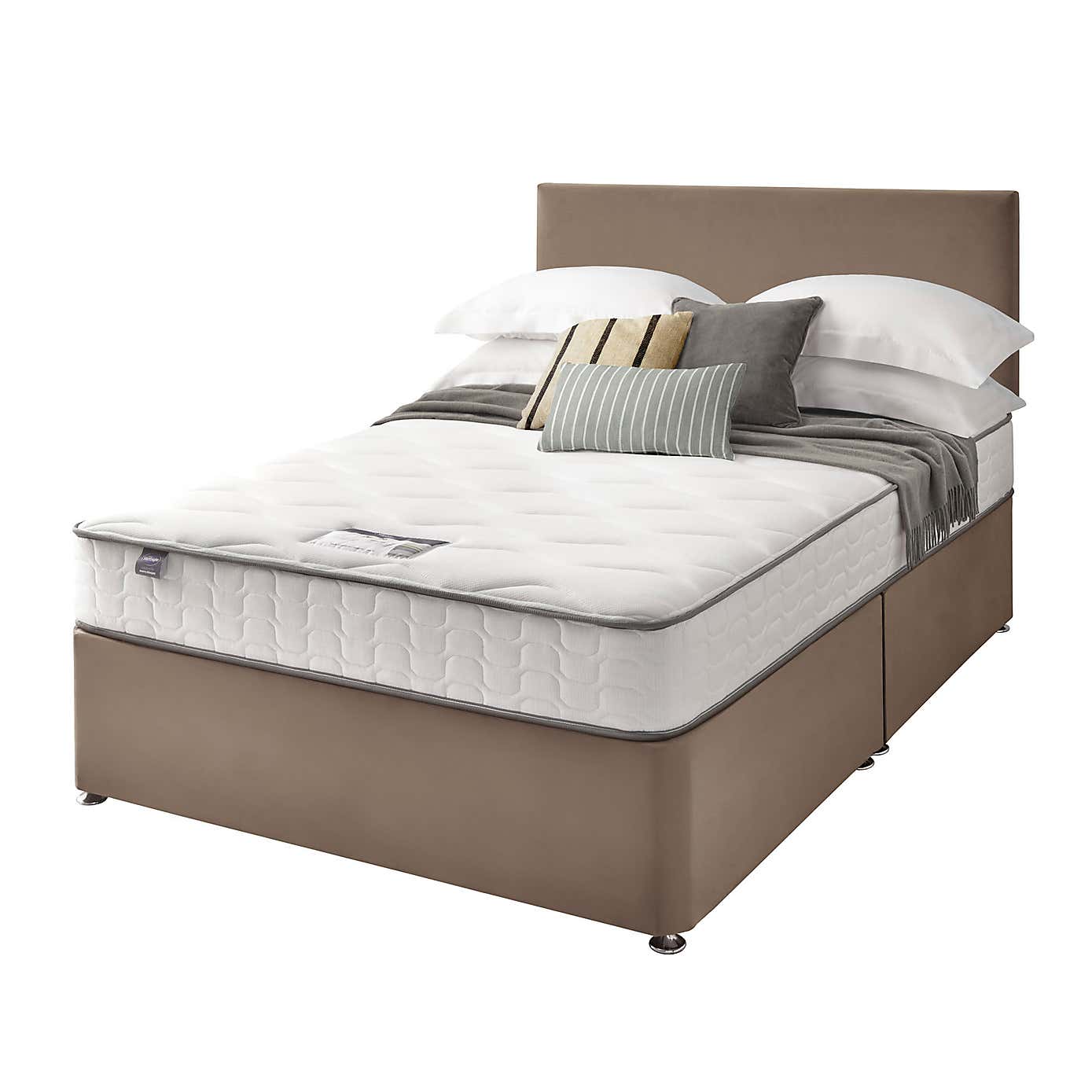 Silentnight 2 Drawer Divan Bed With Velvet Paris Headboard