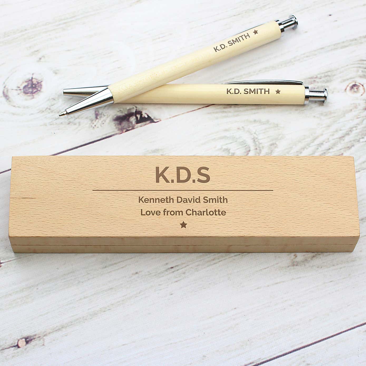 Personalised Classic Wooden Pen and Pencil Box Set