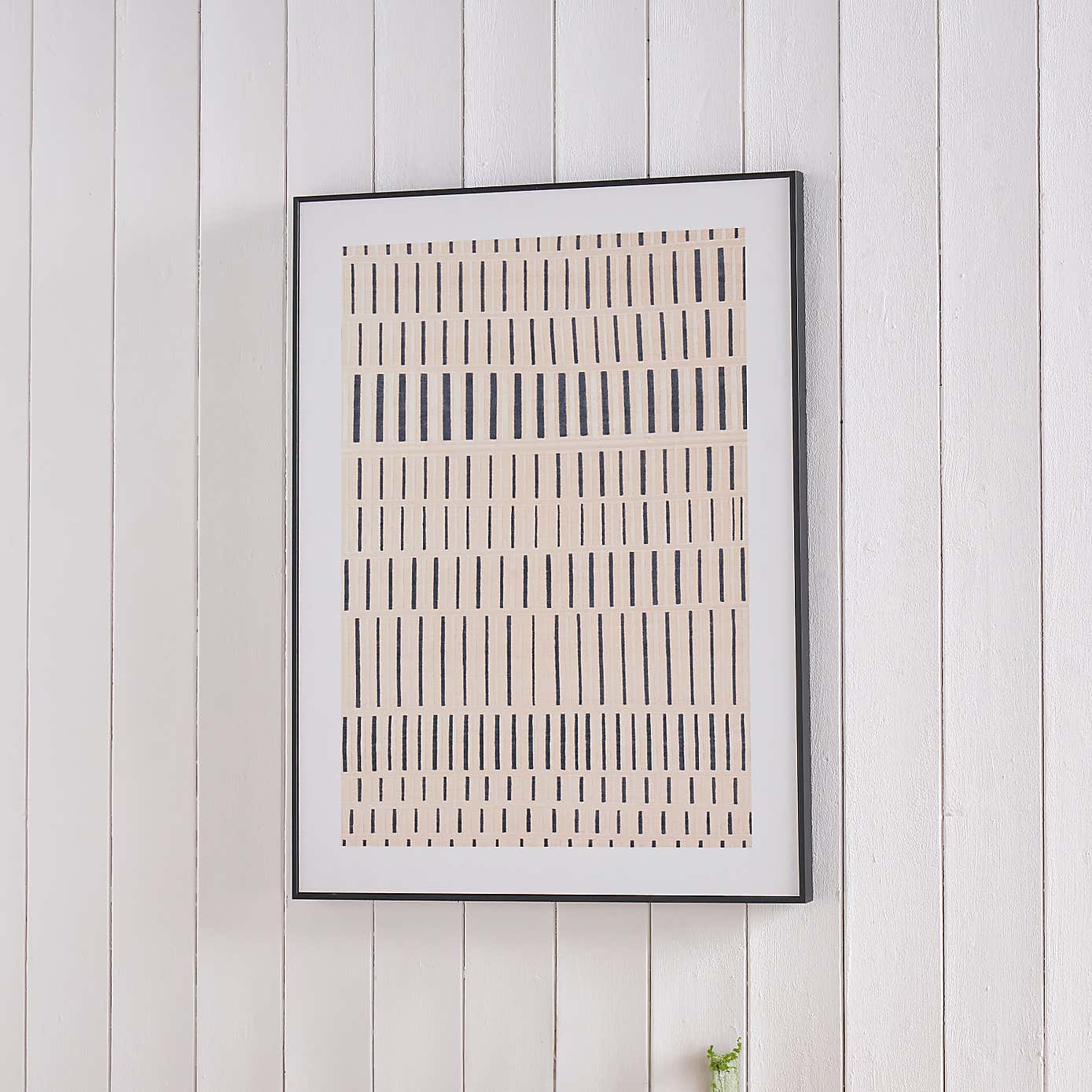 Black Stripe Pattern Natural Framed Canvas