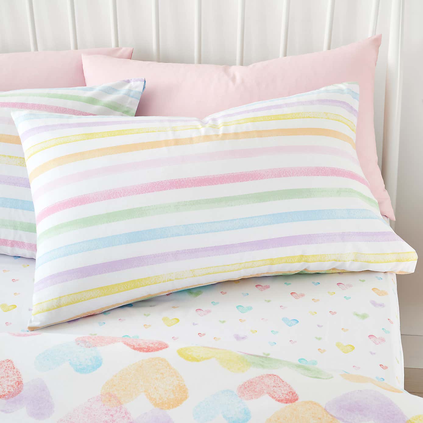 Rainbow Hearts Duvet Cover and Pillowcase Set