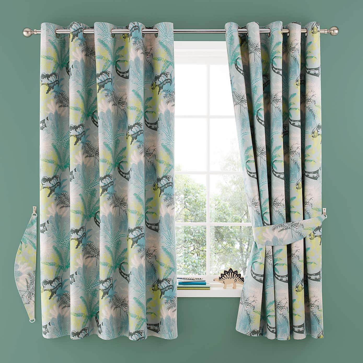All About T-Rex Blackout Eyelet Curtains