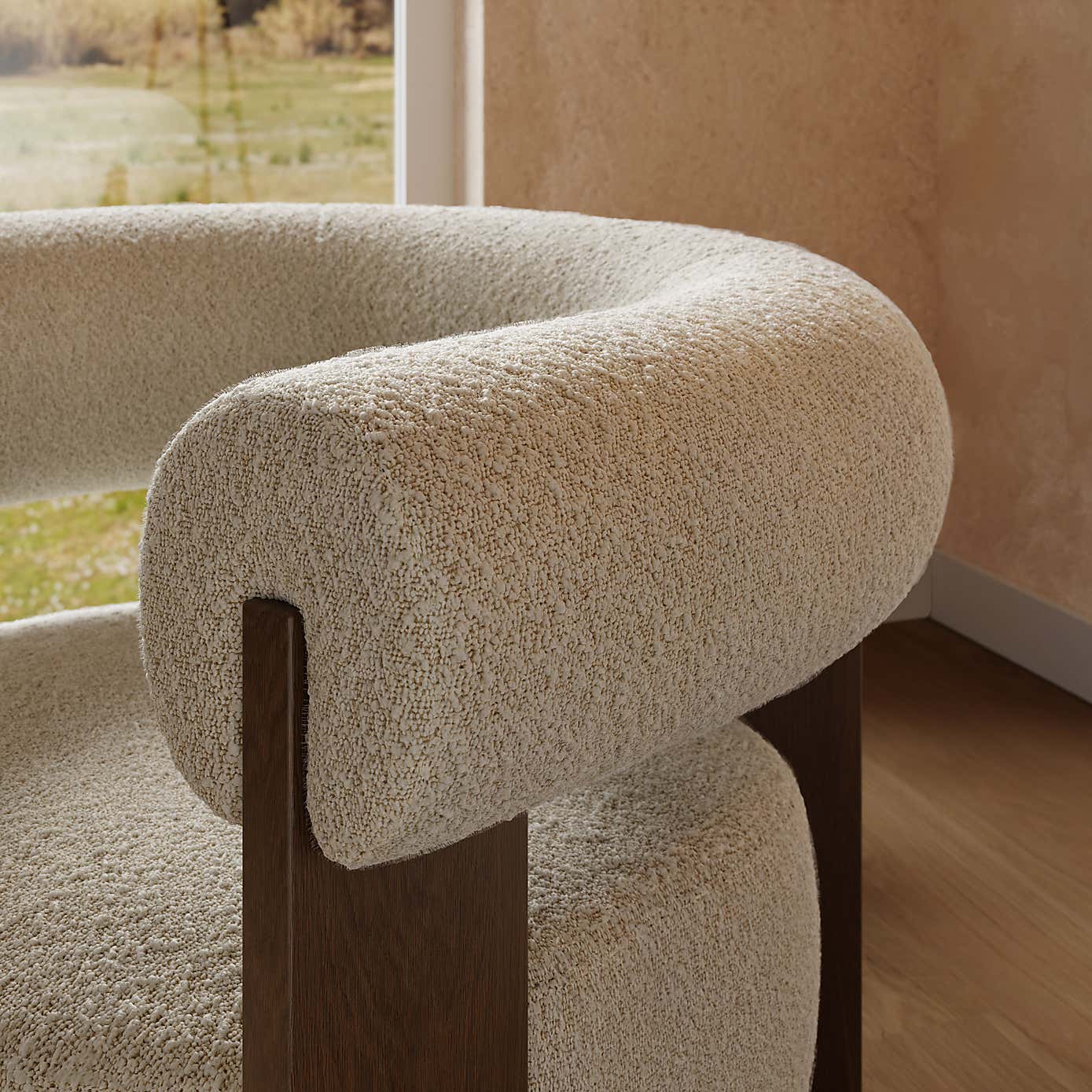 Fallon Tonal Boucle Bolster Accent Chair