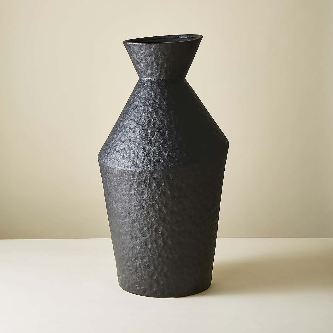 Large Black Textured Ceramic Vase