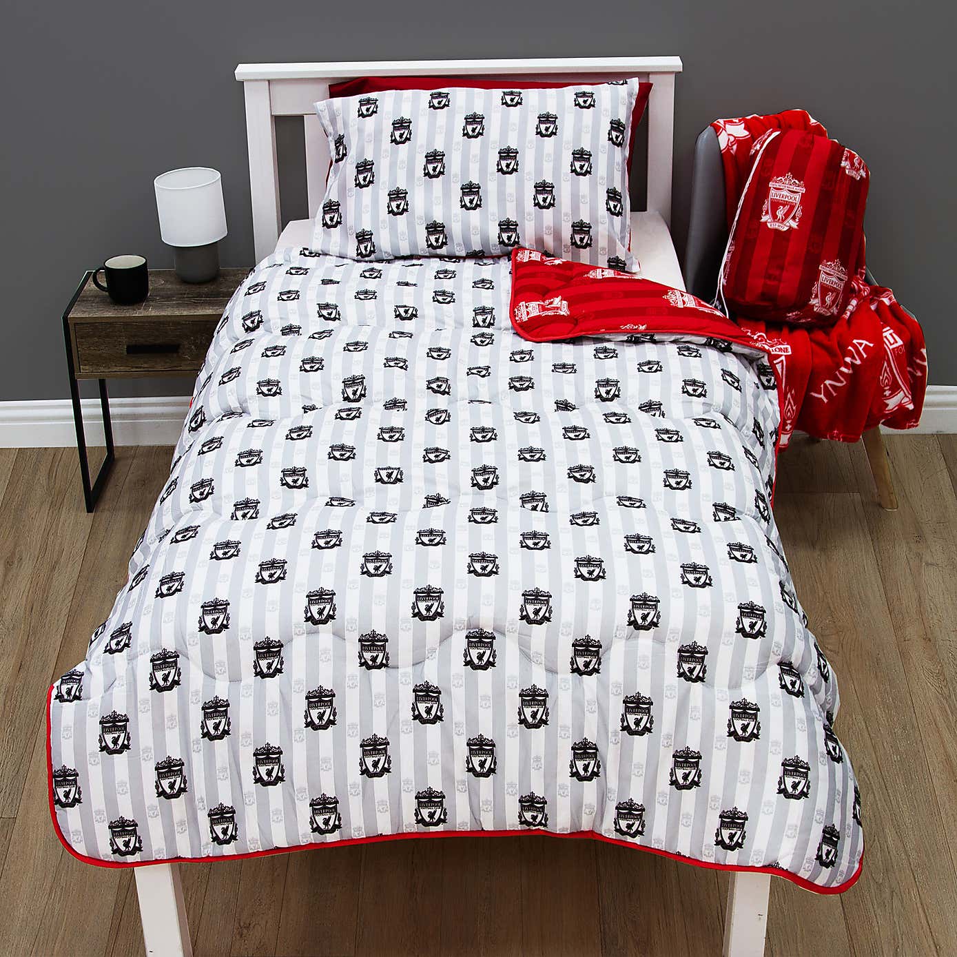 Liverpool Stripe 10.5 Tog Single Coverless Duvet and Pillowcase Set