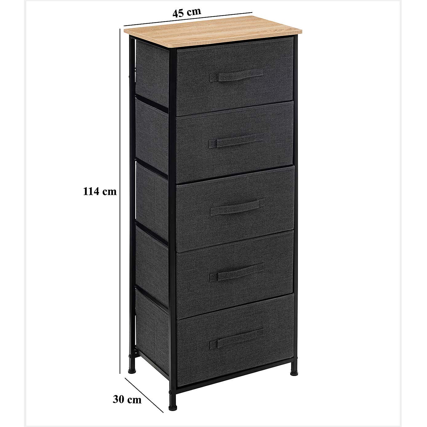 Tissa Tall Grey 5 Drawer Storage Unit