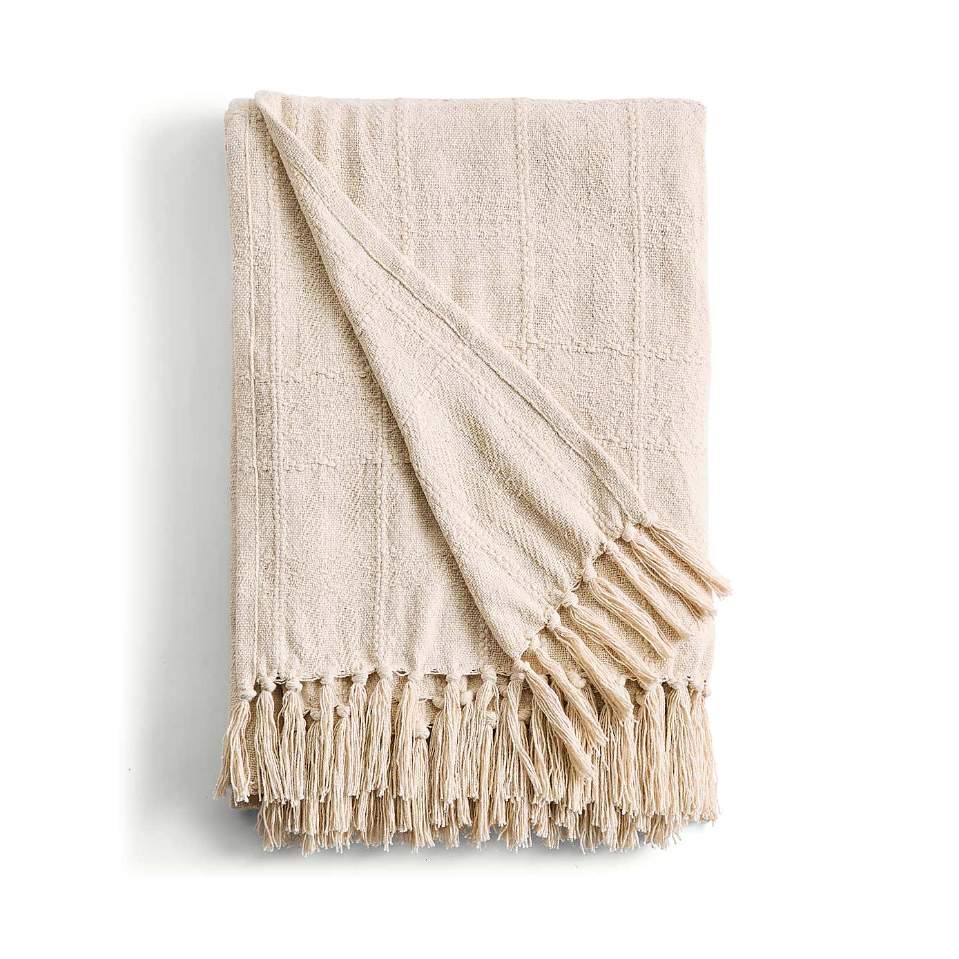 Natural Cotton Check Throw