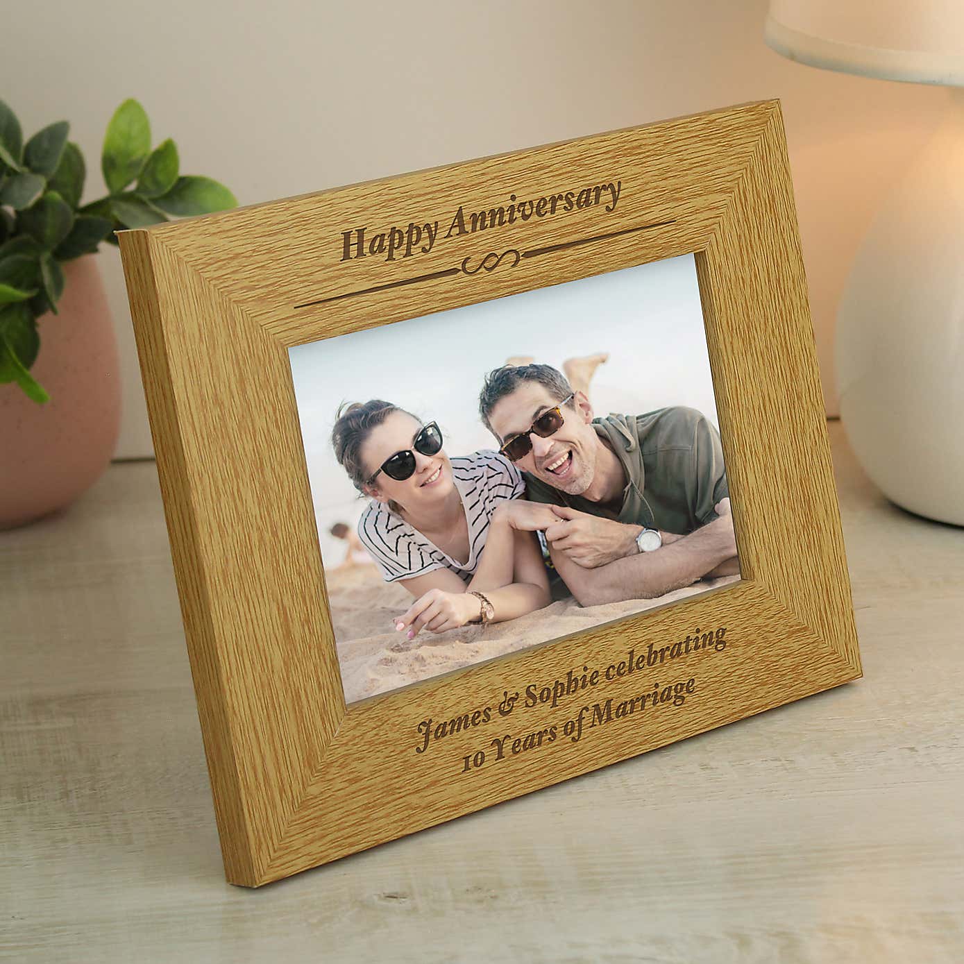 Personalised Formal Oak Effect Landscape Photo Frame
