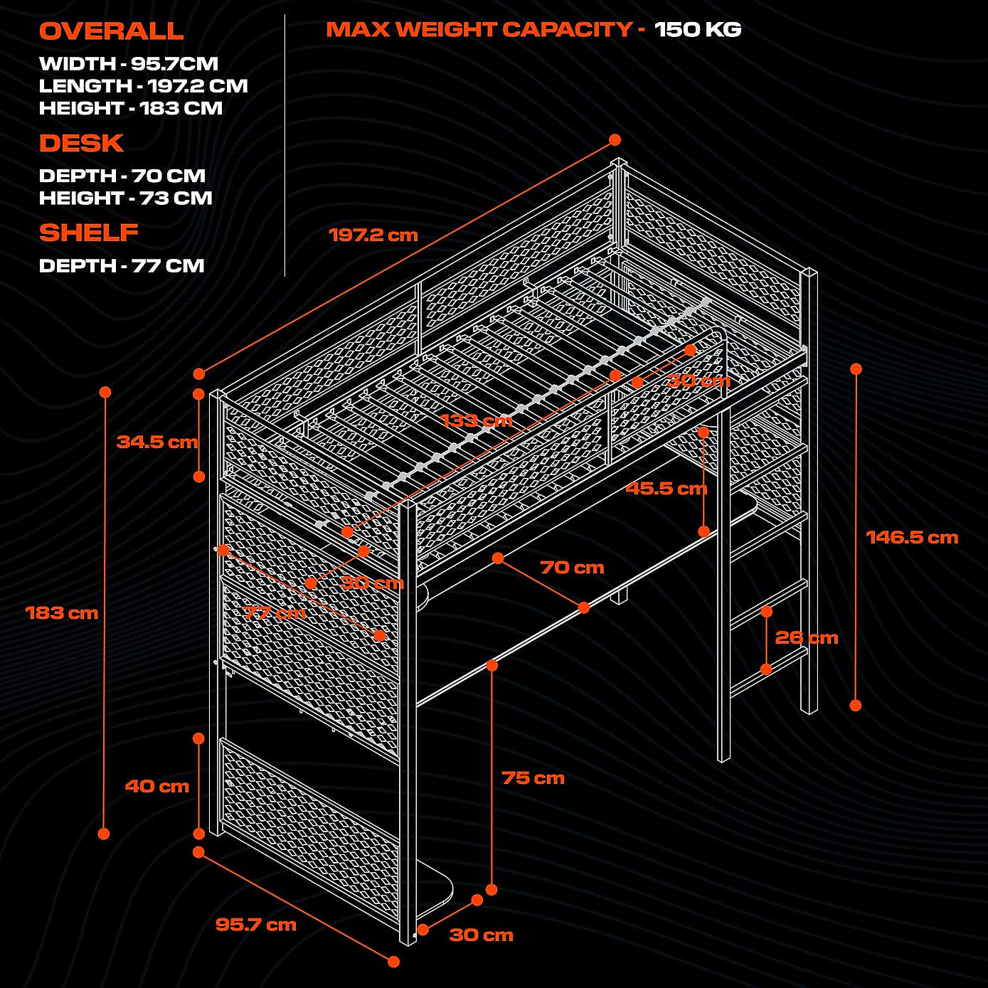X Rocker Battle Bunk LED High Sleeper Gaming Bed