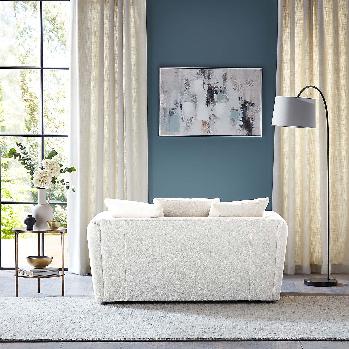 Blake Cosy Sherpa Quilted Arm 2 Seater Sofa Ivory