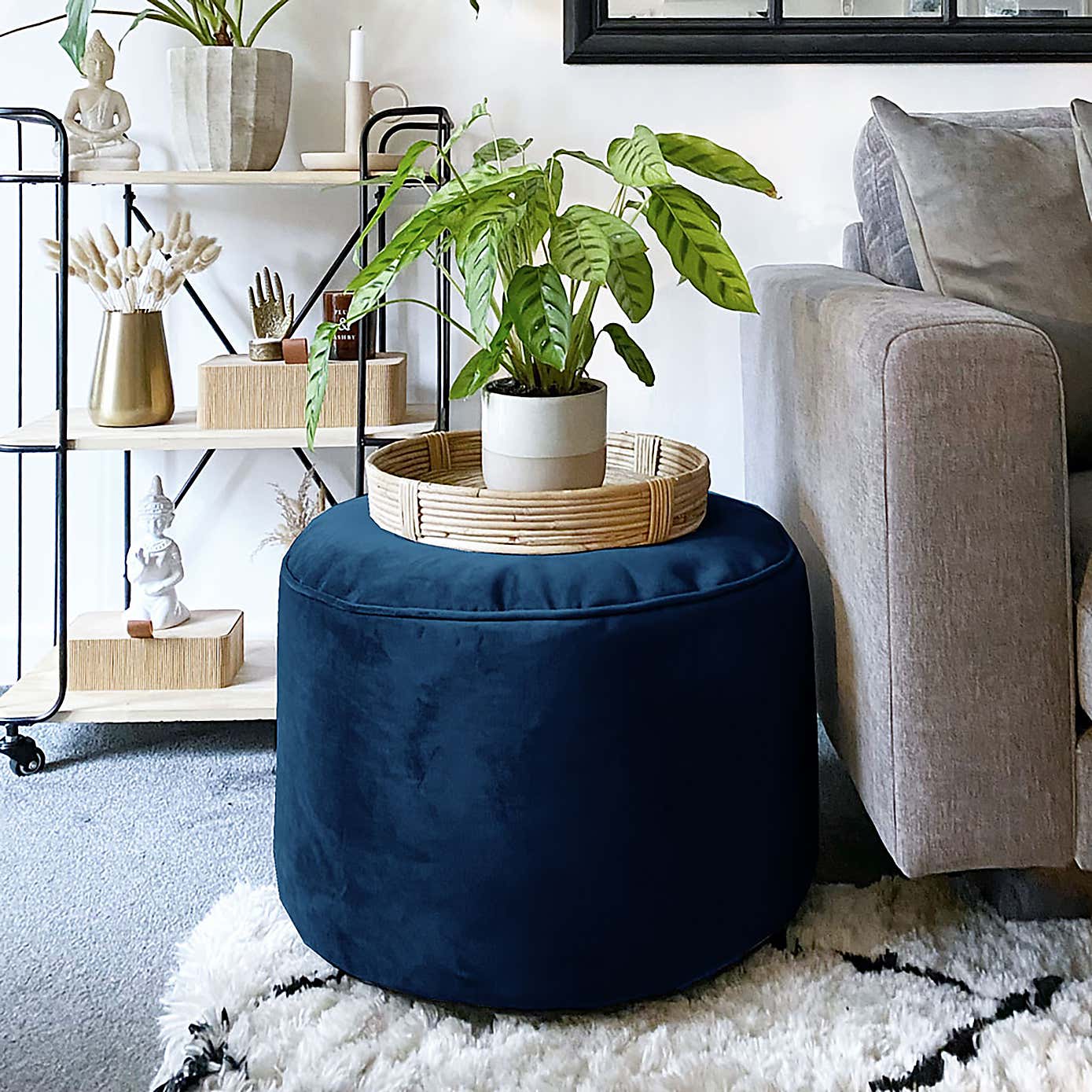 Ru Comfy Velvet Bean Bag Pouffe