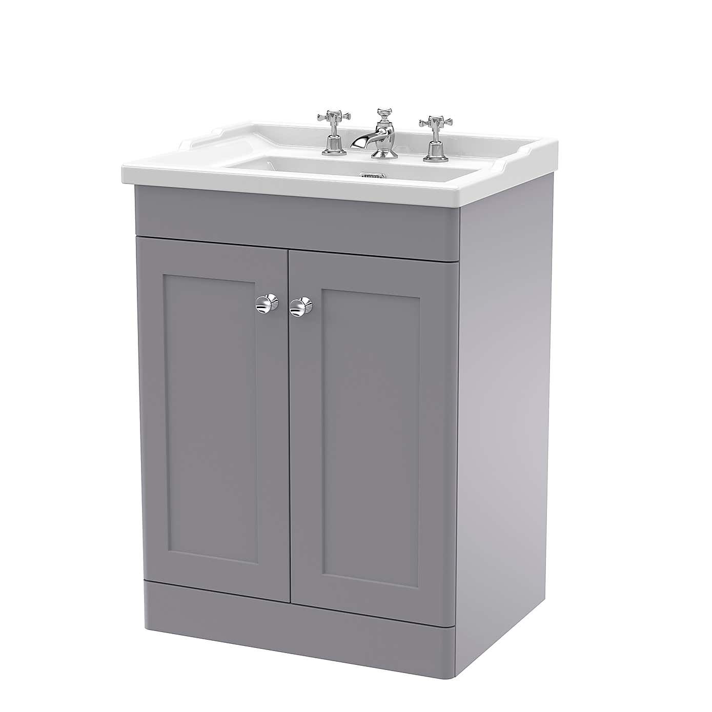 Classique Floor Standing 2 Door Vanity Unit with Ceramic Basin