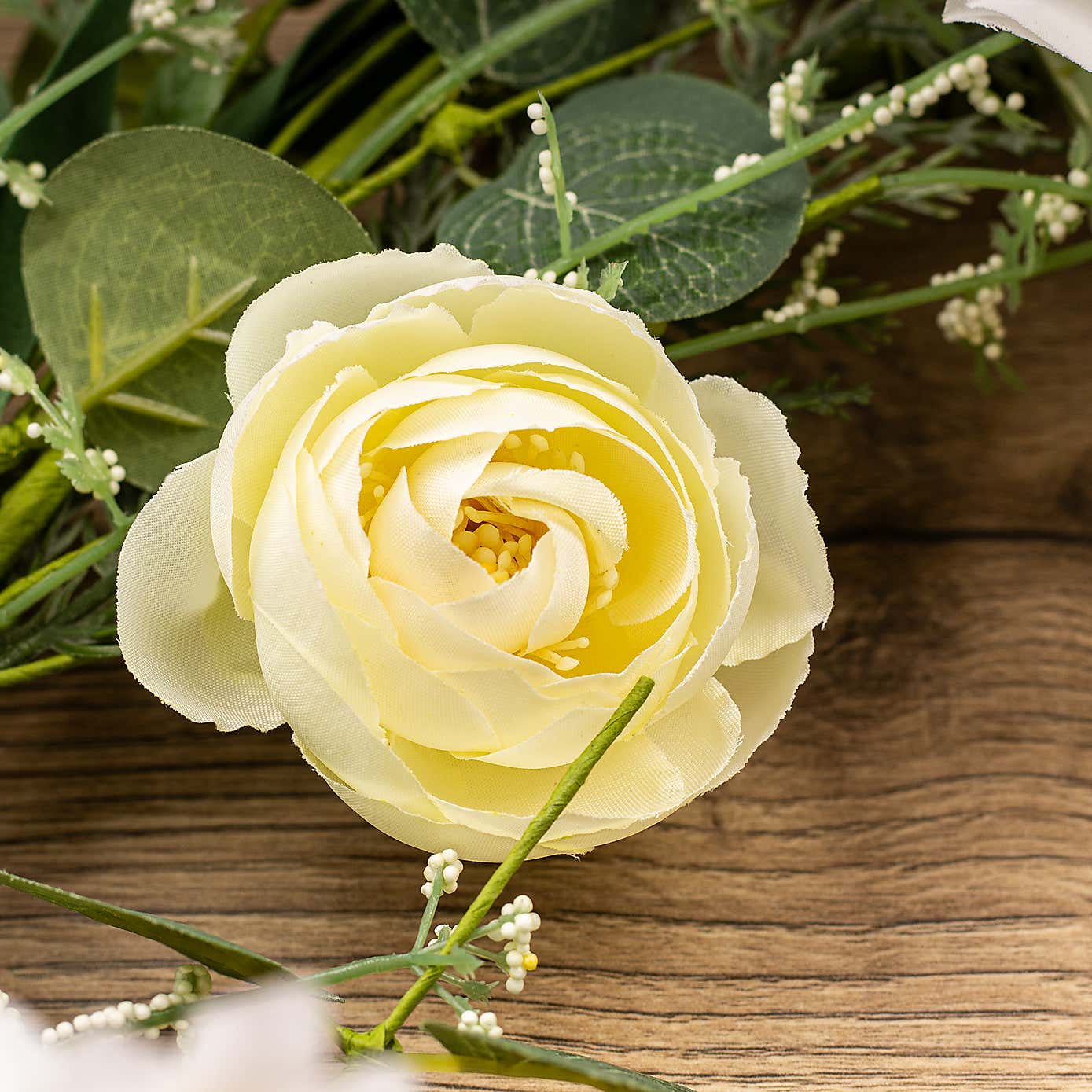 Artificial White Spring Florals Classic Wreath