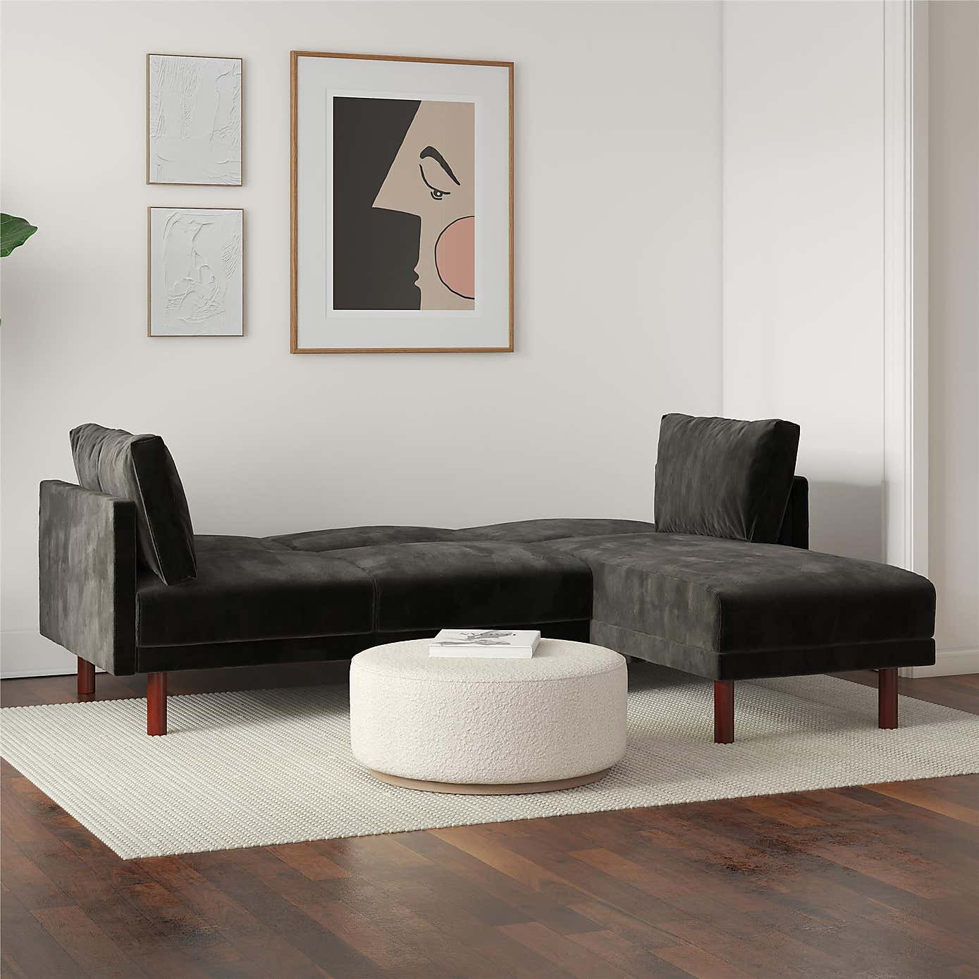 Clair Velvet Sprung Seat Sectional Sofa