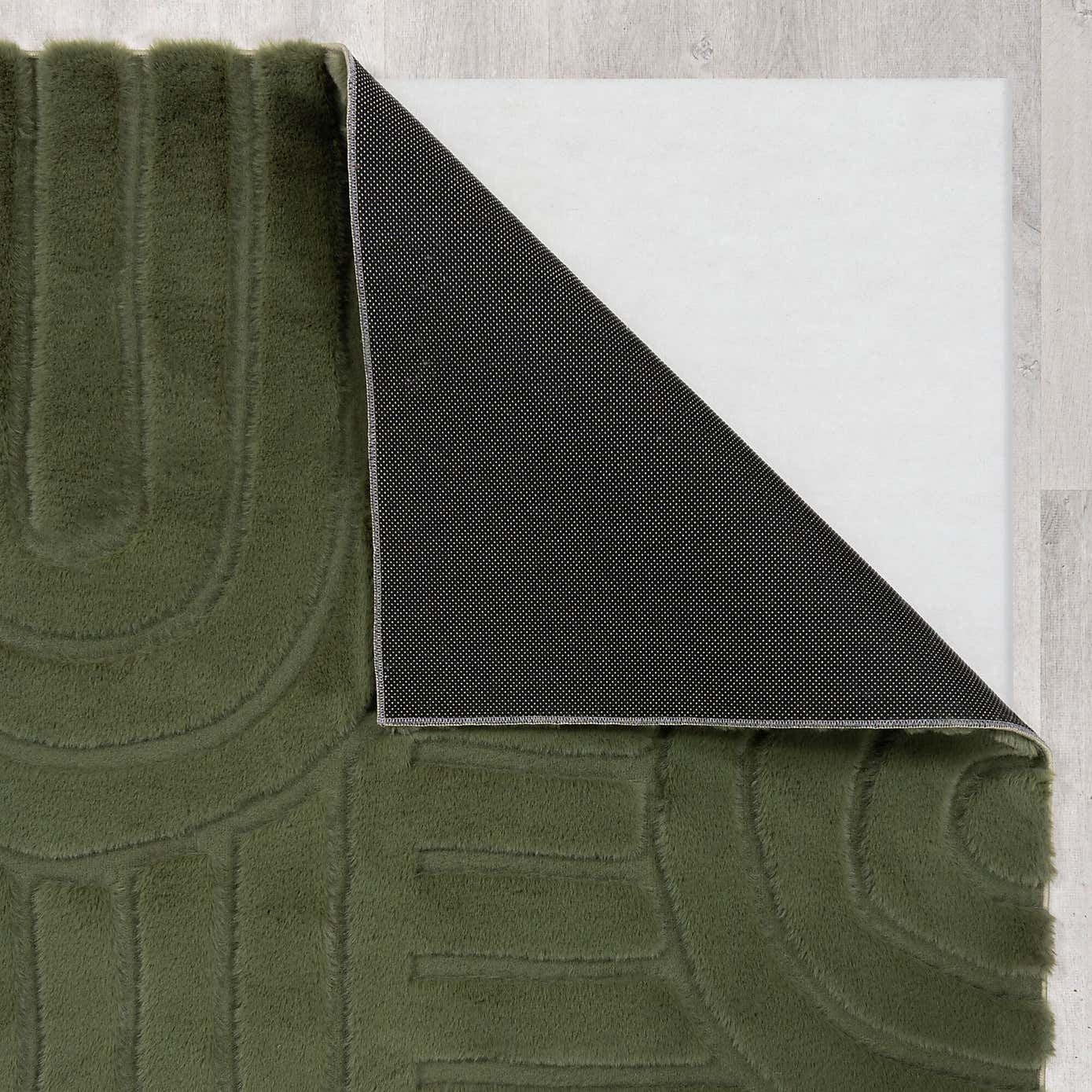 Supersoft Lush Geometric Faux Fur Arch Square Rug