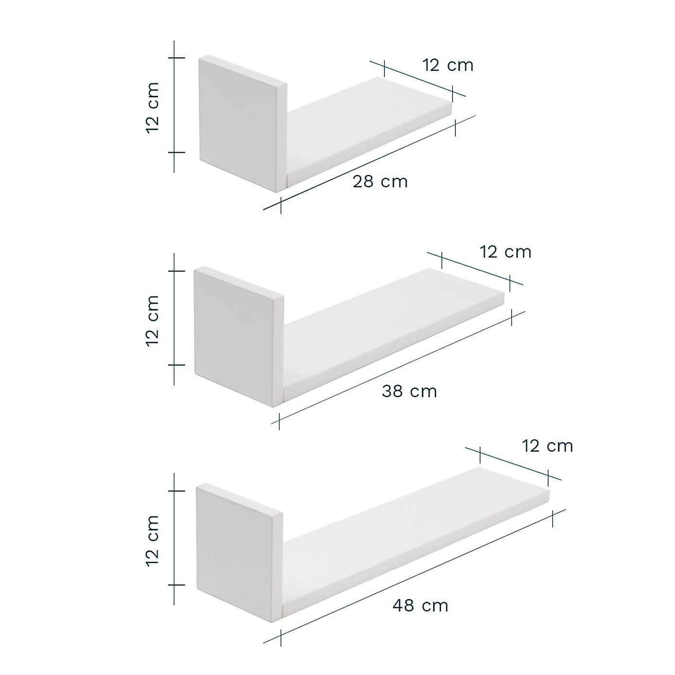 Tutti Bambini Rio Set of Three LShaped Wall Shelves