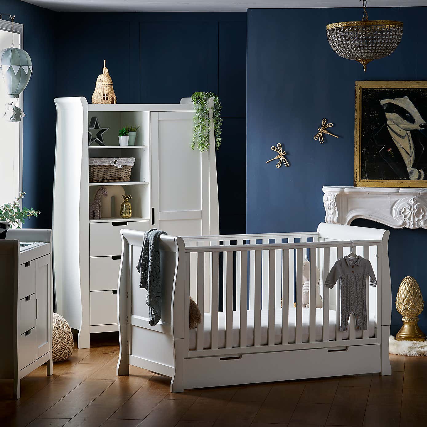 OBaby Stamford Classic 3 Piece Nursery Room Set, White