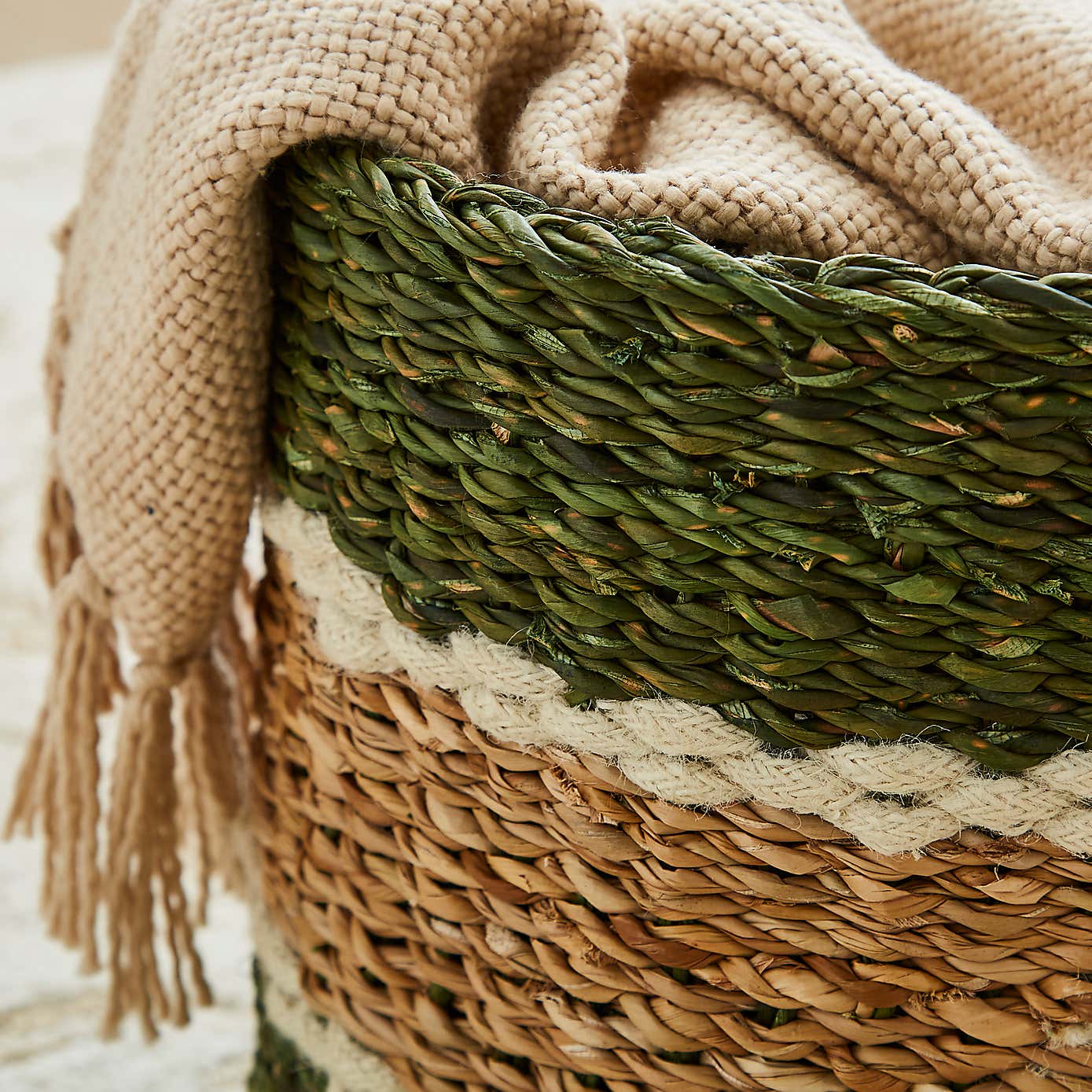 Green Stripe Storage Basket