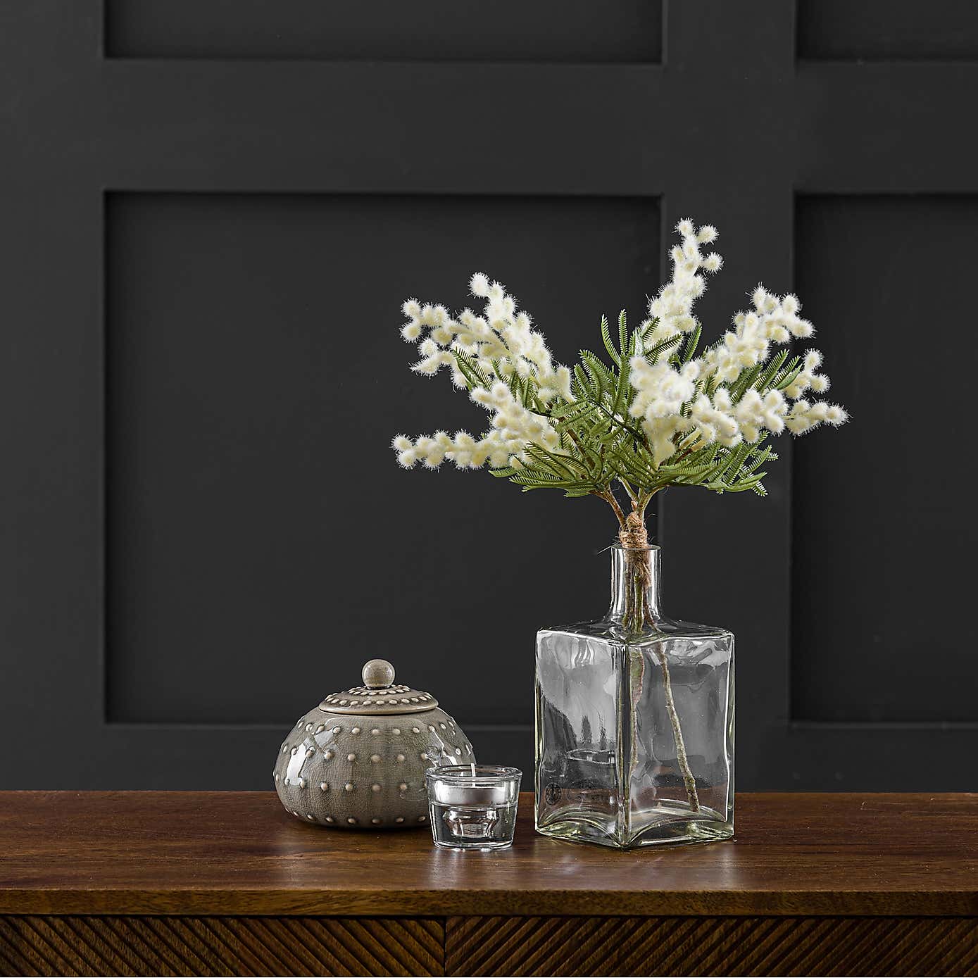 Artificial Cream Mimosa Stems