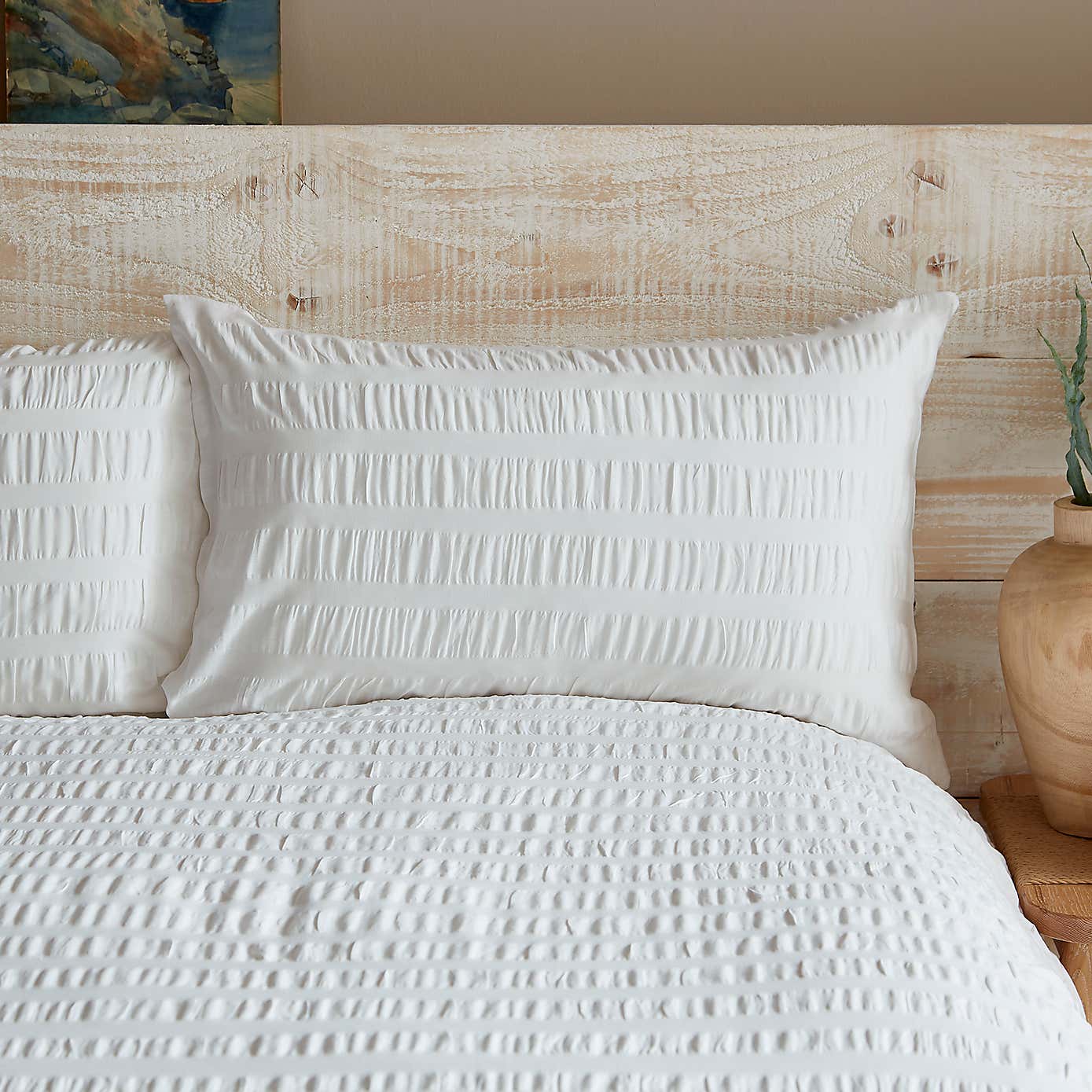 Aria Seersucker Powder Blue Duvet Cover and Pillowcase Set