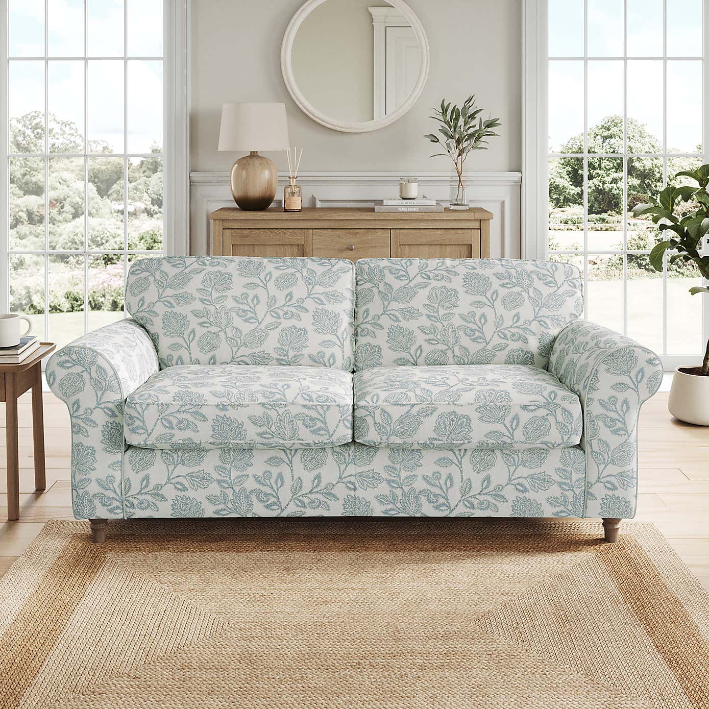 Flori 3 Seater Sofa, Floral Print Fabric