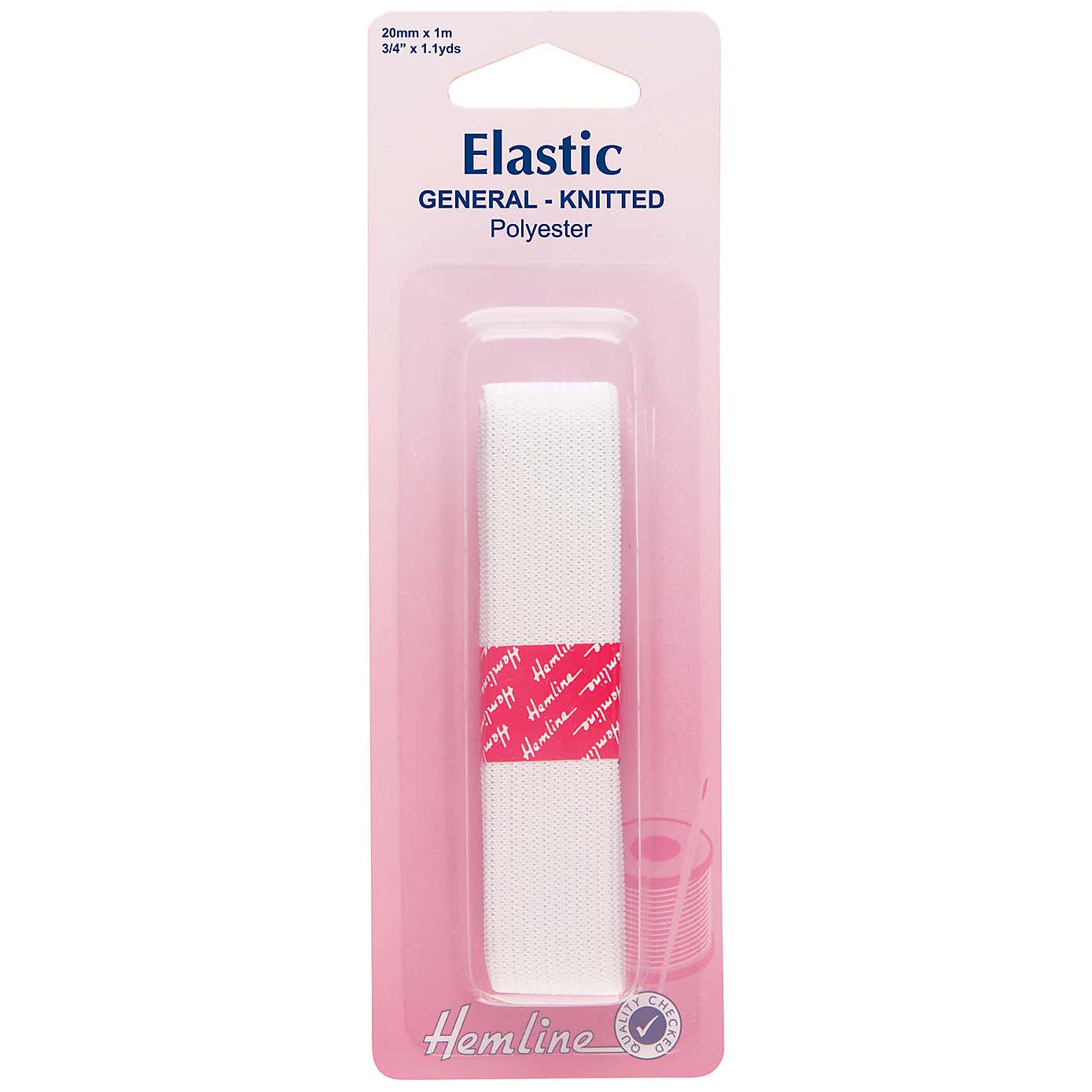 Hemline White Elastic 2m