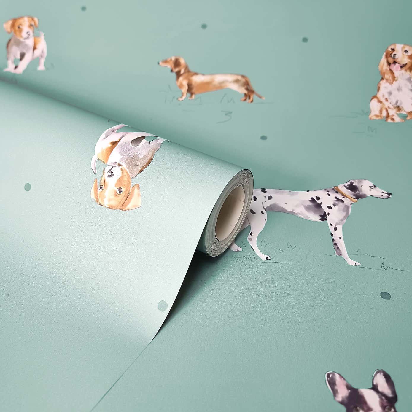 Painted Dogs Light Mineral Wallpaper